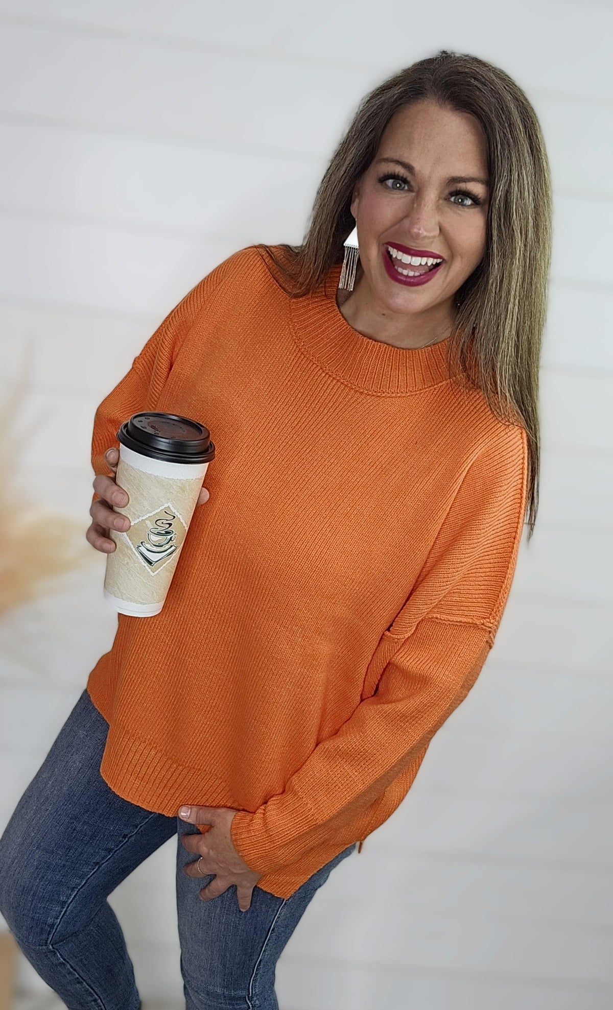 TANGERINE DROP SHOULDER OVERSIZED SWEATER