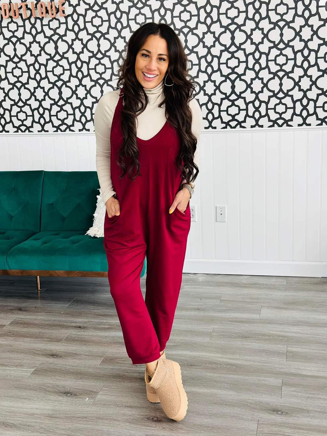 BURGUNDY BECKY ROMPER