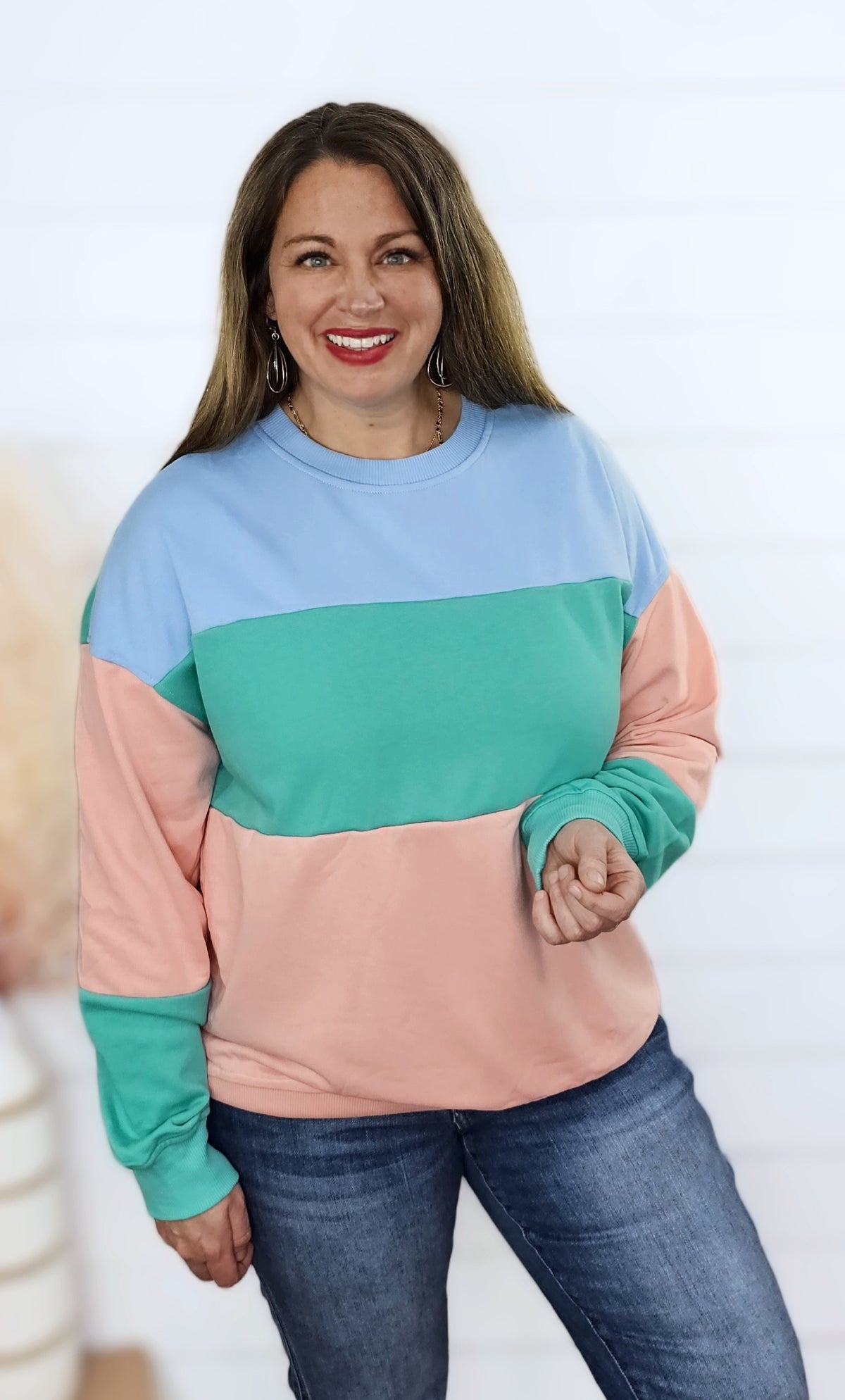 BLOSSOM COLORBLOCK DROP SHOULDER PULLOVER