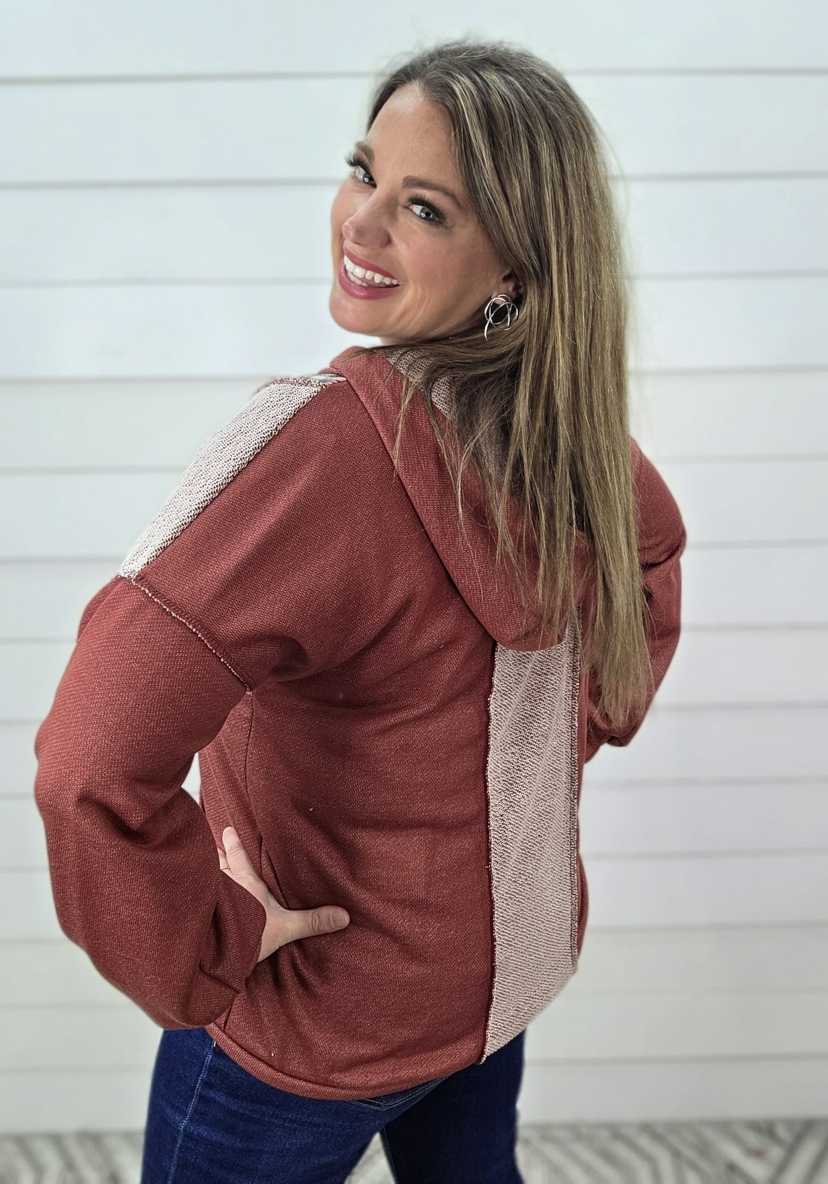 BURGUNDY/PAID QUARTER ZIP PULLOVER