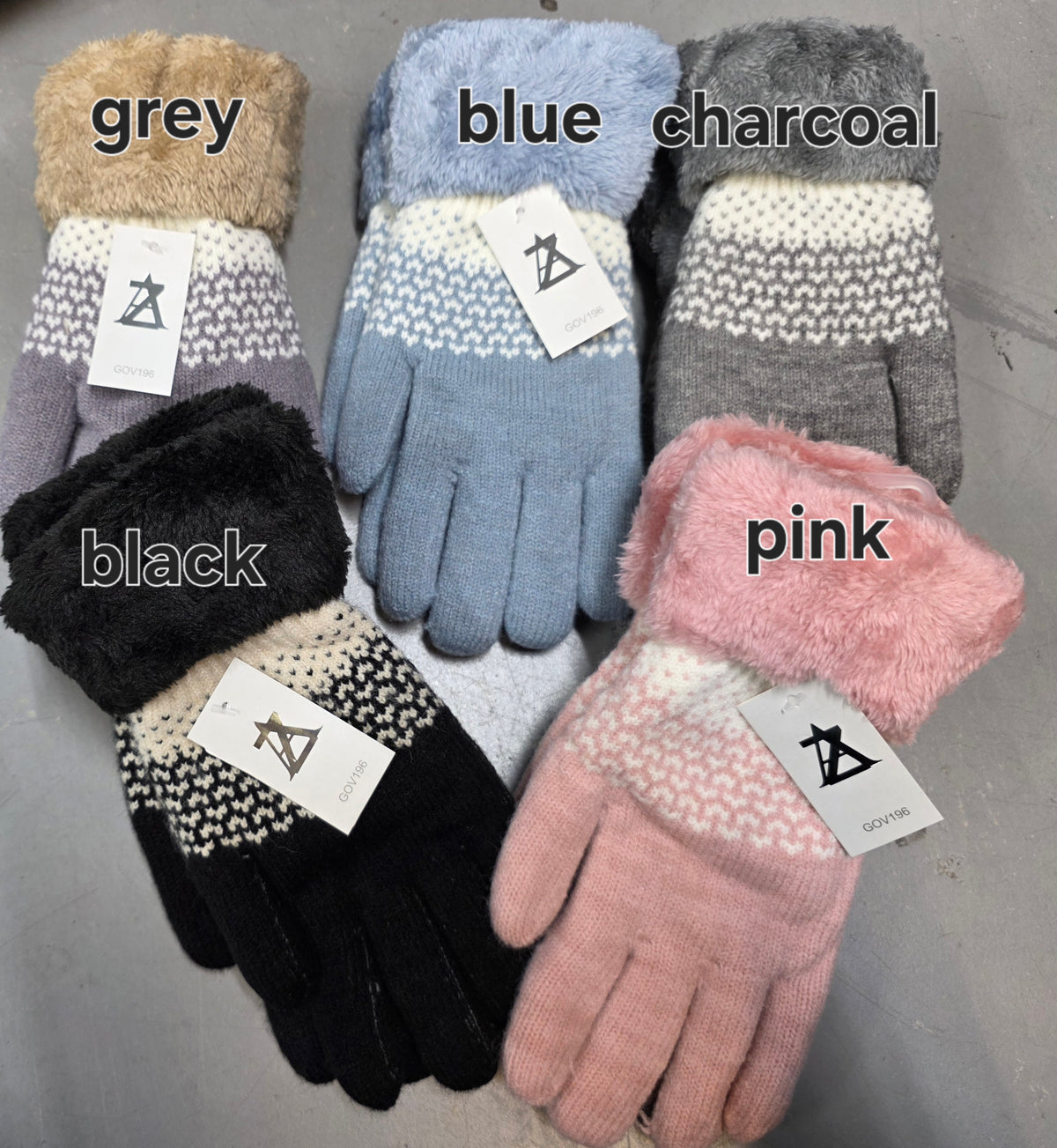 PRINTED FUR TRIM GLOVES - 5 COLORS