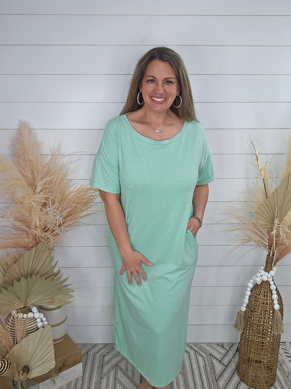 MINT SCOOP NECK TSHIRT DRESS