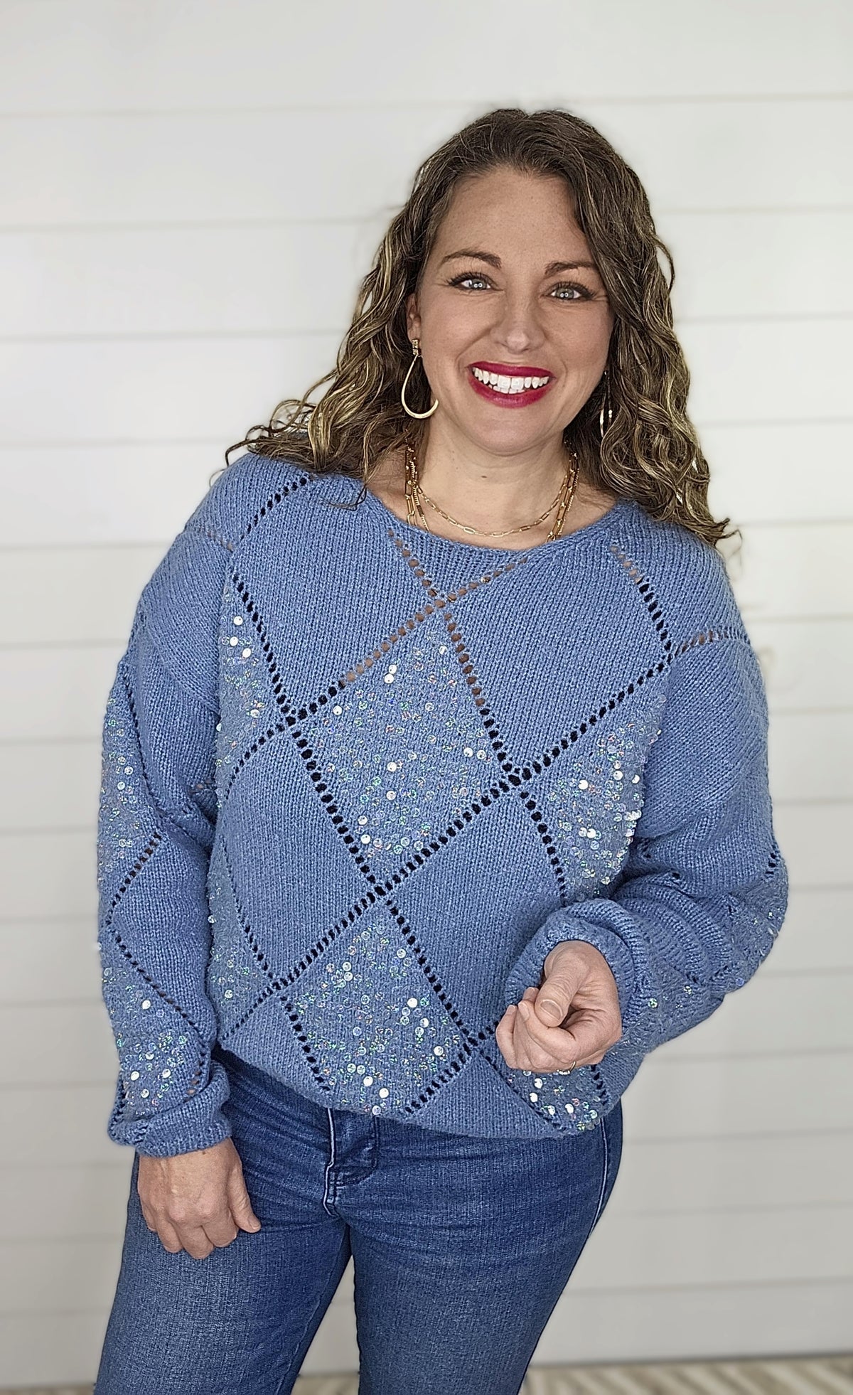 BLUE DIAMOND SHIMMER SWEATER