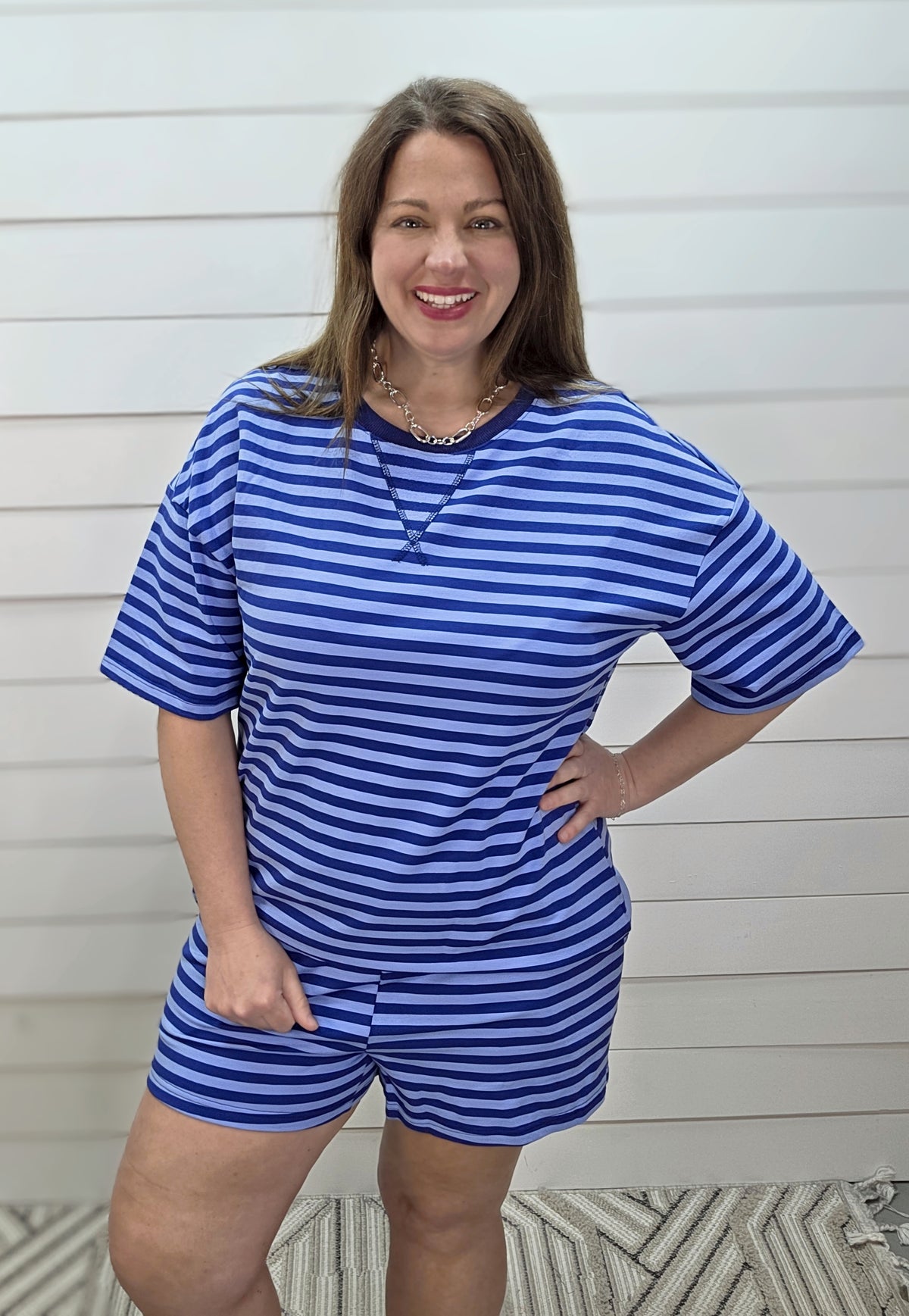 BLUE STRIPED KNIT SET