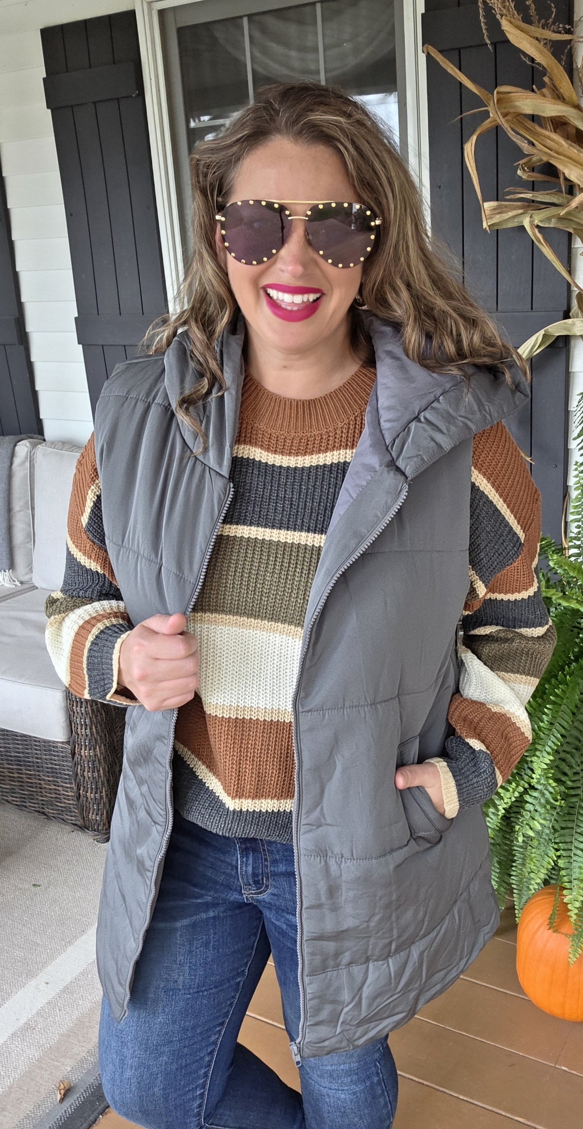 MIDNIGHT OLIVE HOODED PUFF VEST