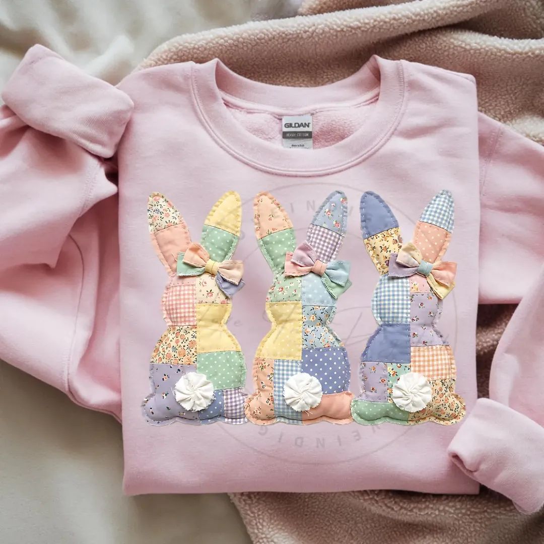 QUILTED FAUX BUNNIES SWEATSHIRT
