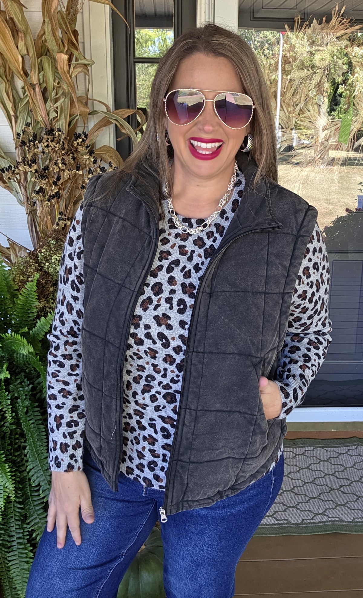 GREY LEOPARD PULLOVER LIGHT WEIGHT SWEATER