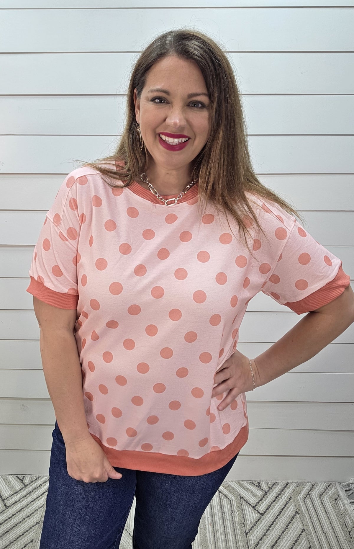 PINK POLKADOT KNIT TOP