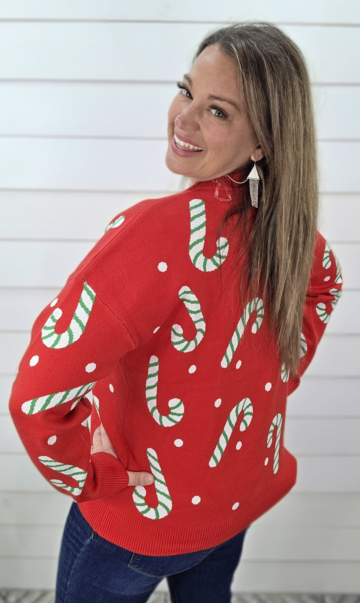 RED CANDY CANE SWEATER
