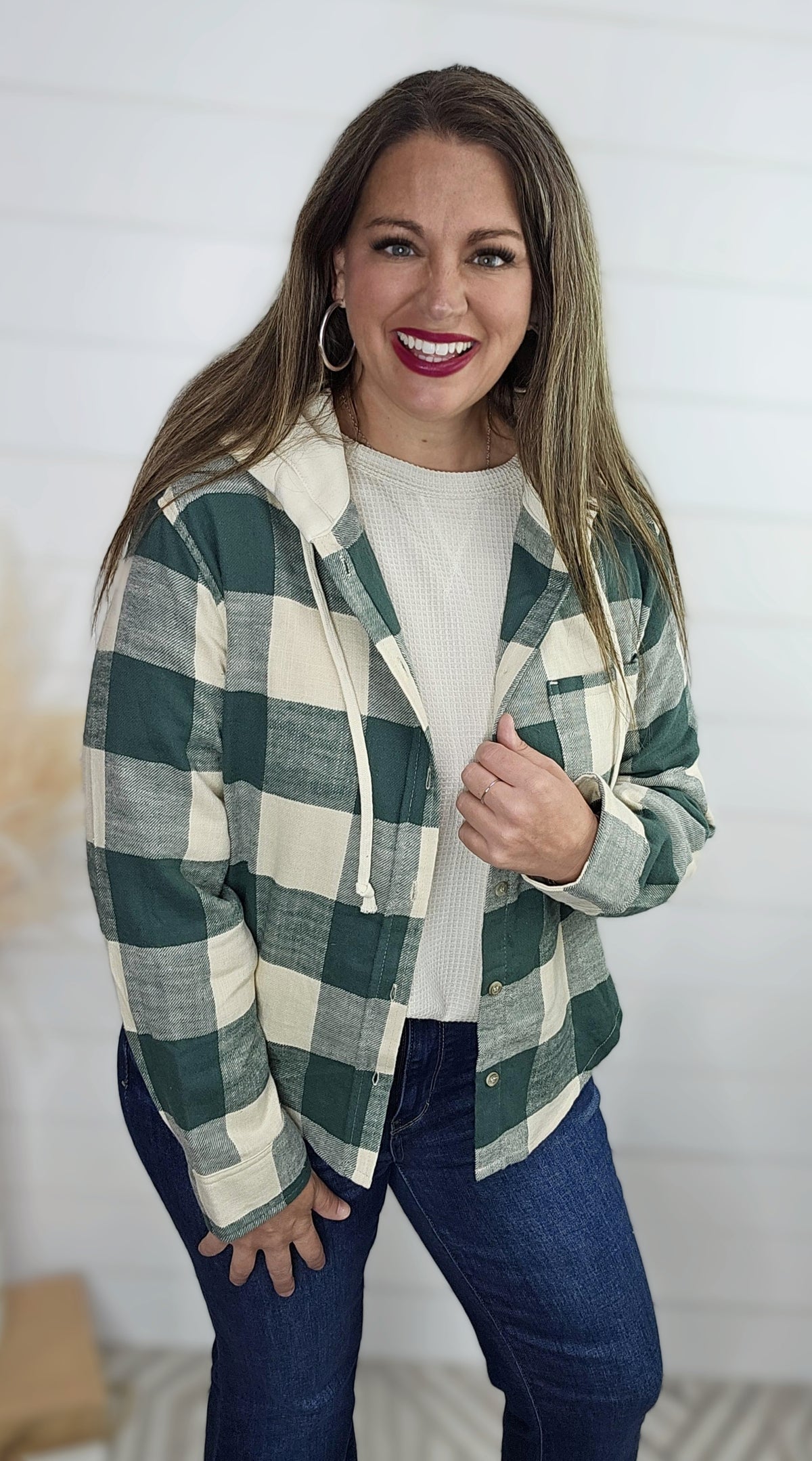 HUNTER LIGHTWEIGHT PLAID HOODED SHIRT