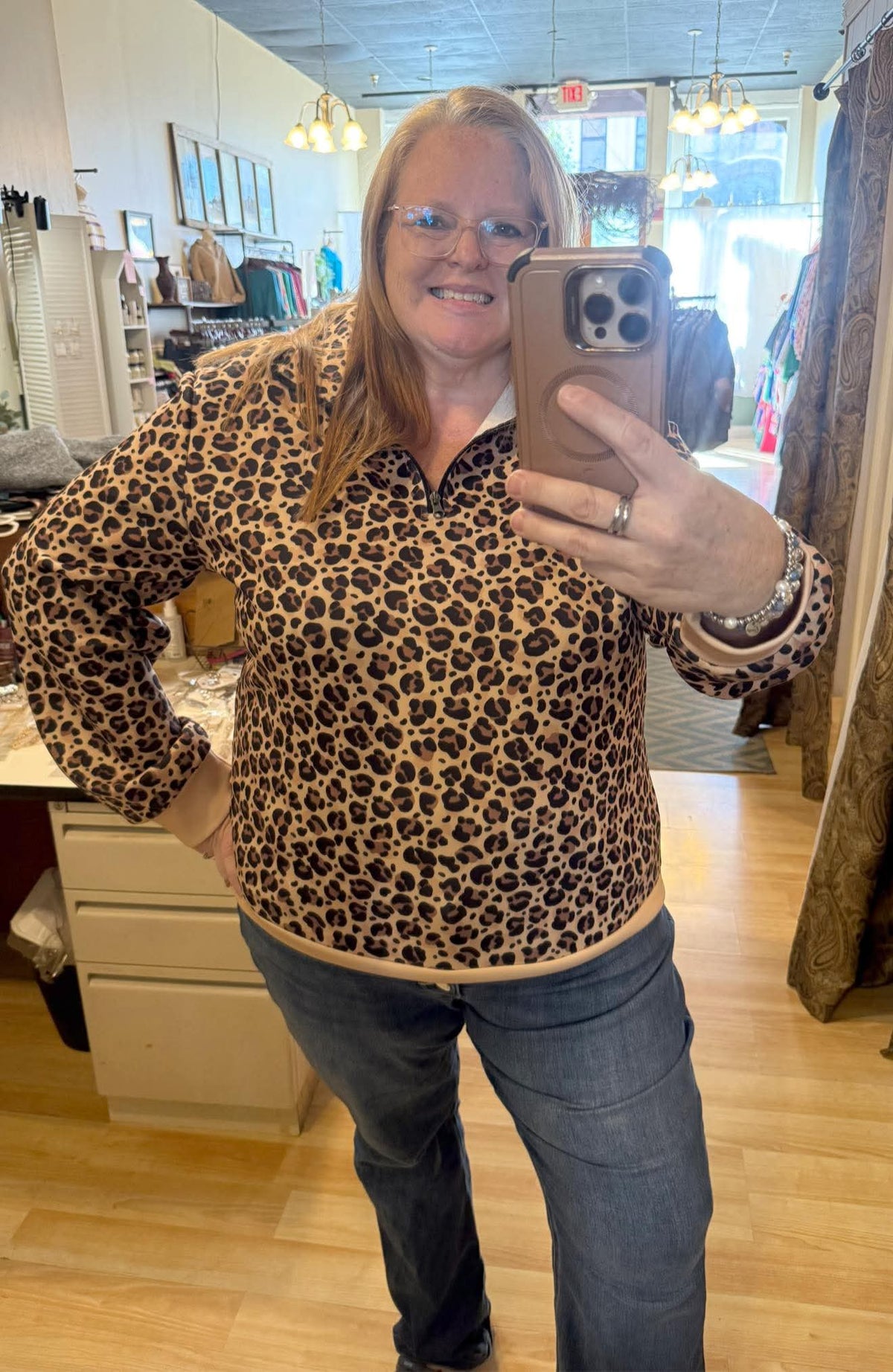 MOCHA LEOPARD QUARTER ZIP