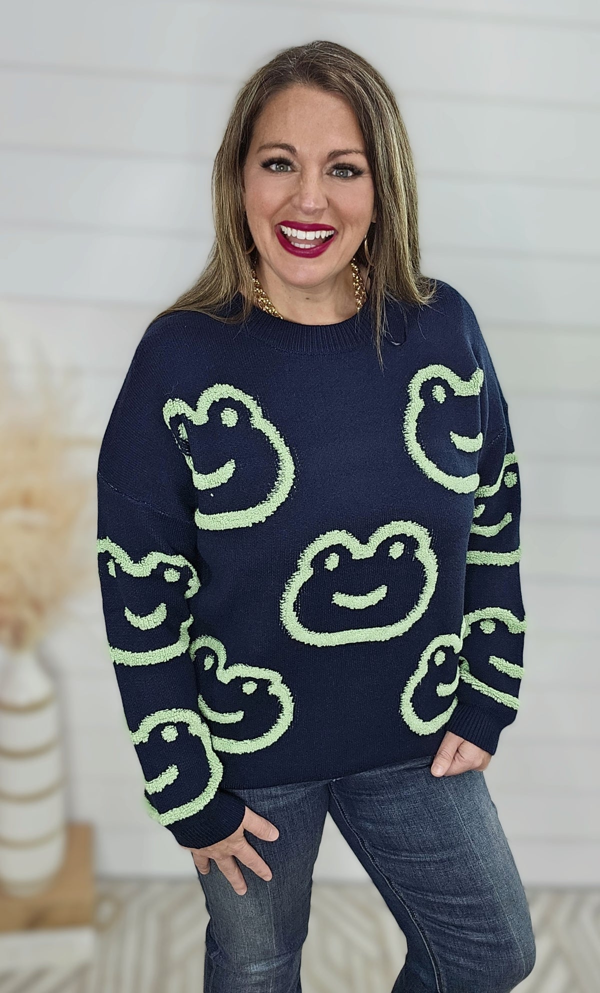 NAVY/GREEN FROG SWEATER