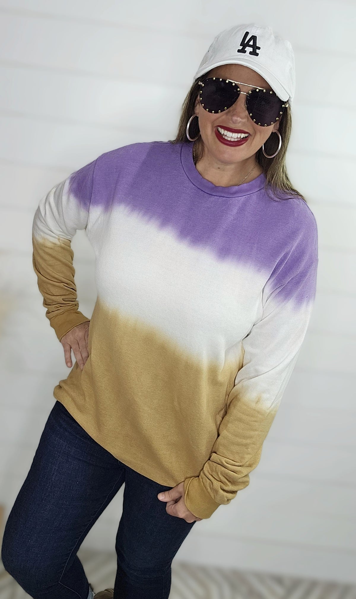 PURPLE GARMET DYED SOFT FRENCH TERRY PULLOVER