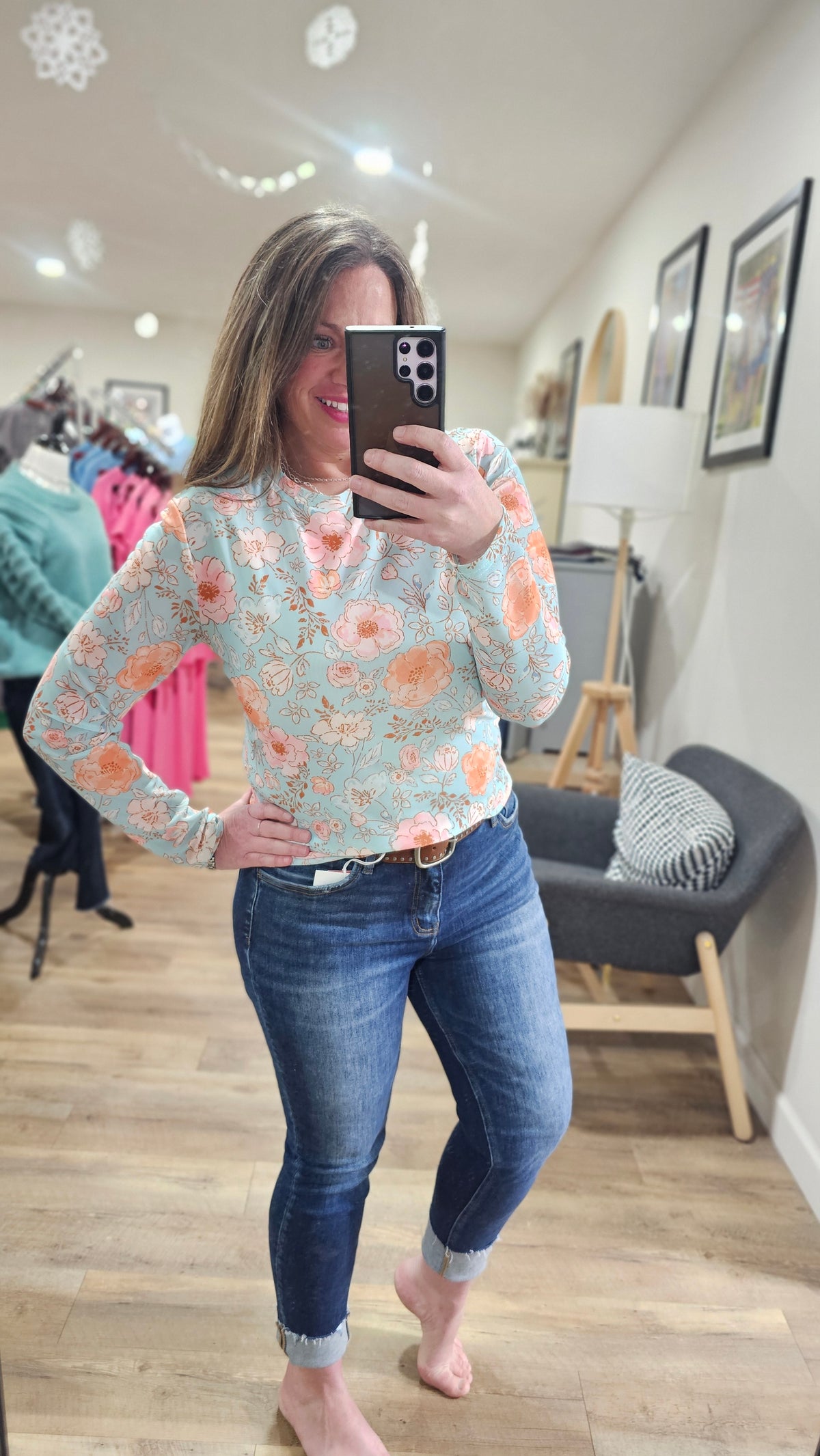 JADE FLORAL MESH TOP