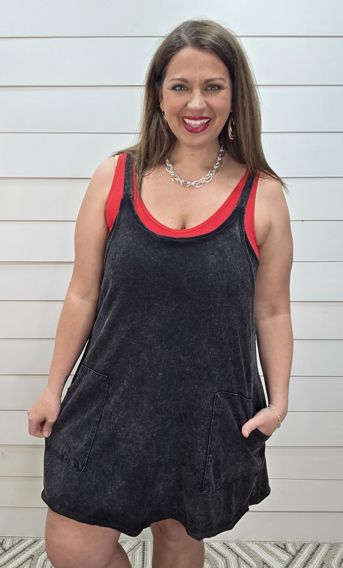 BLACK MINERAL WASH SKORT DRESS