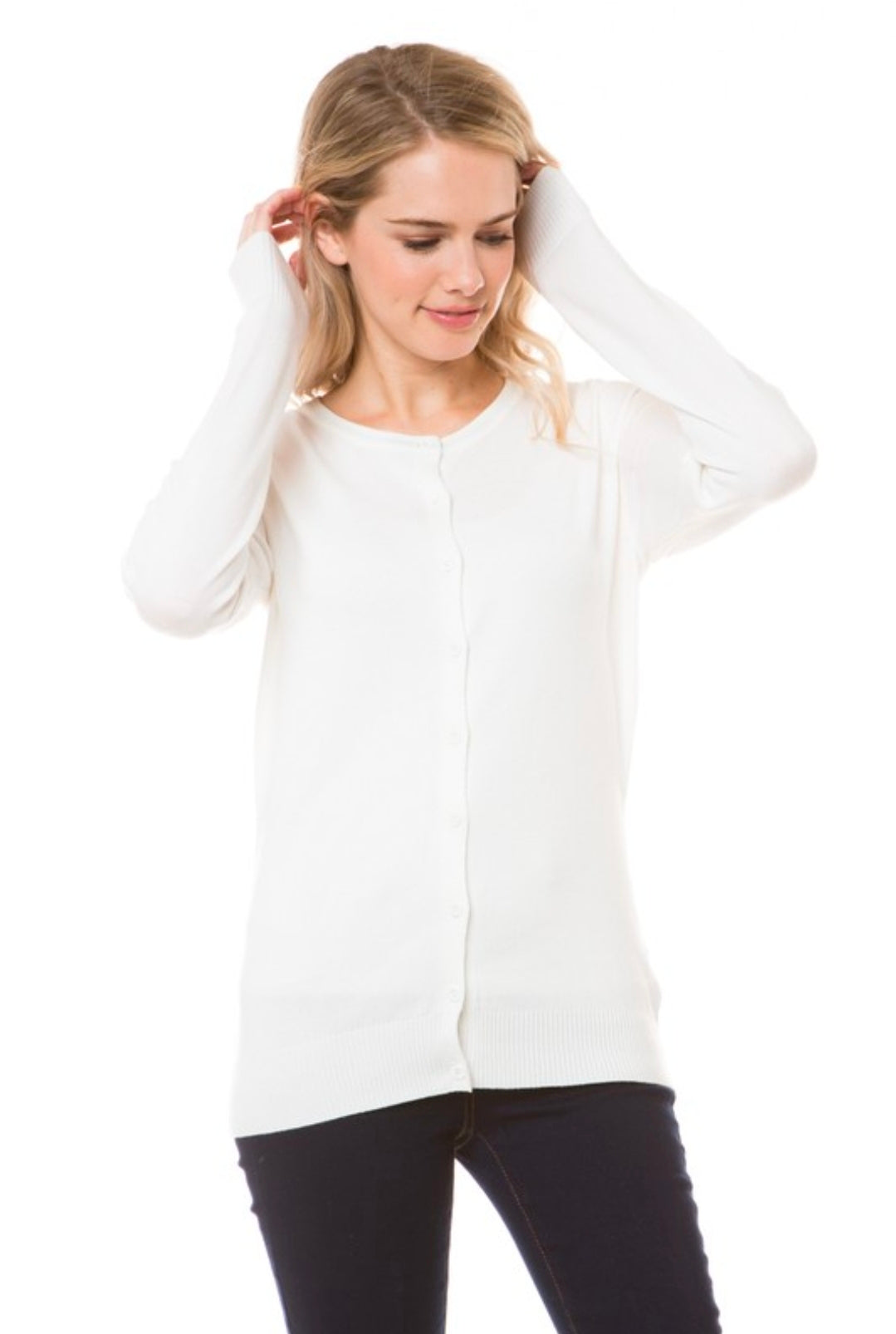 IVORY BUTTON LIGHT WEIGHT CARDIGAN