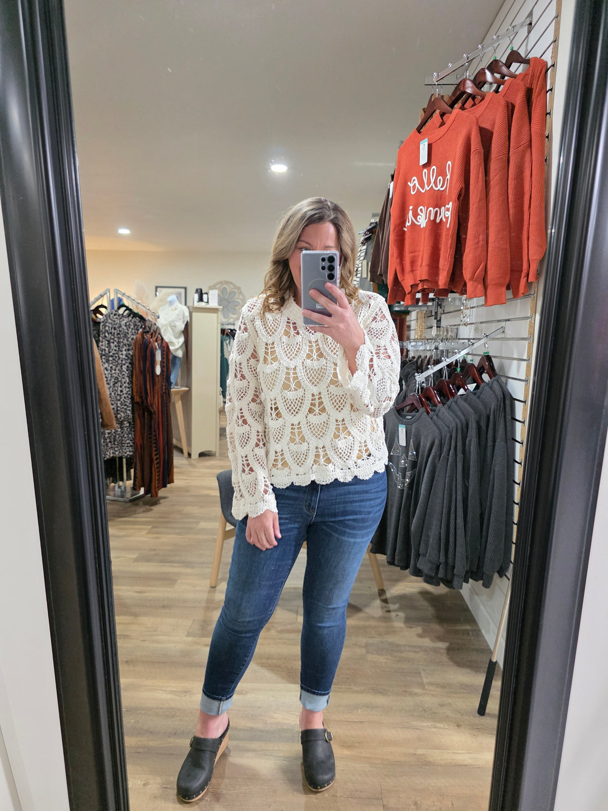 POL IVORY CROCHET ONE SIZE SWEATER