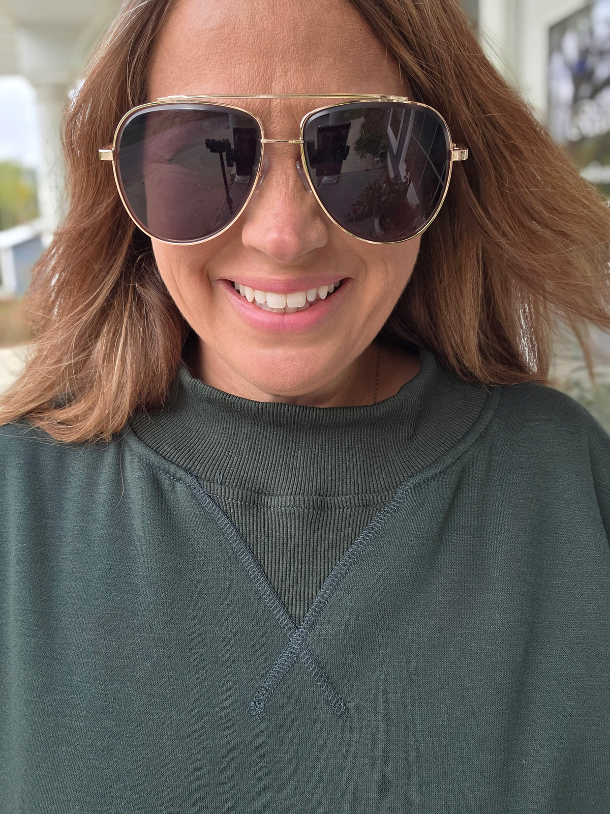 HUNTER GREEN VARSITY STRIPED PULLOVER