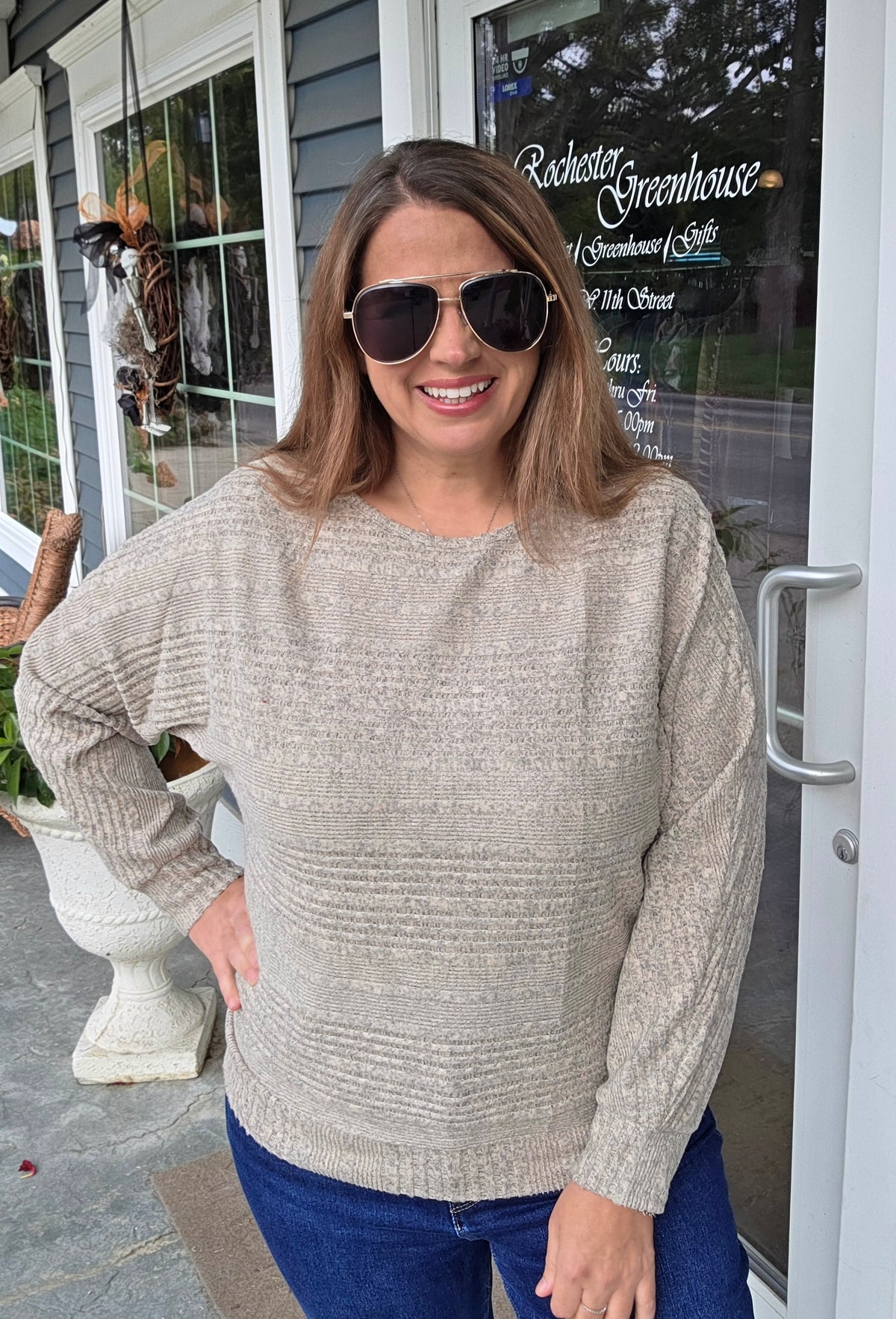 MOCHA RIBBED DOLMAN BRUSHED KNIT TOP