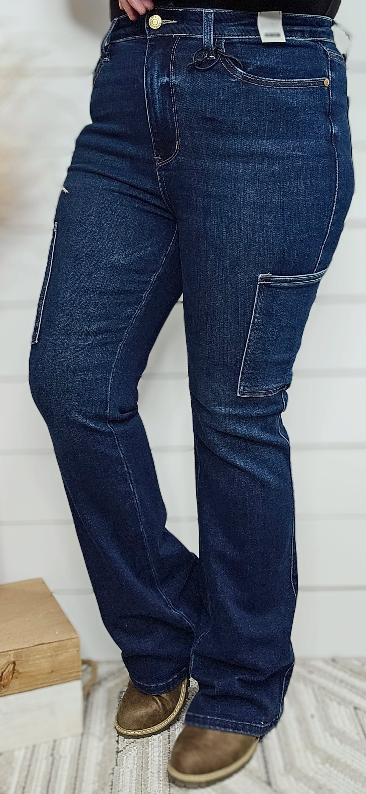 JUDY BLUE HIGH WAIST CARGO BOOTCUT JEAN