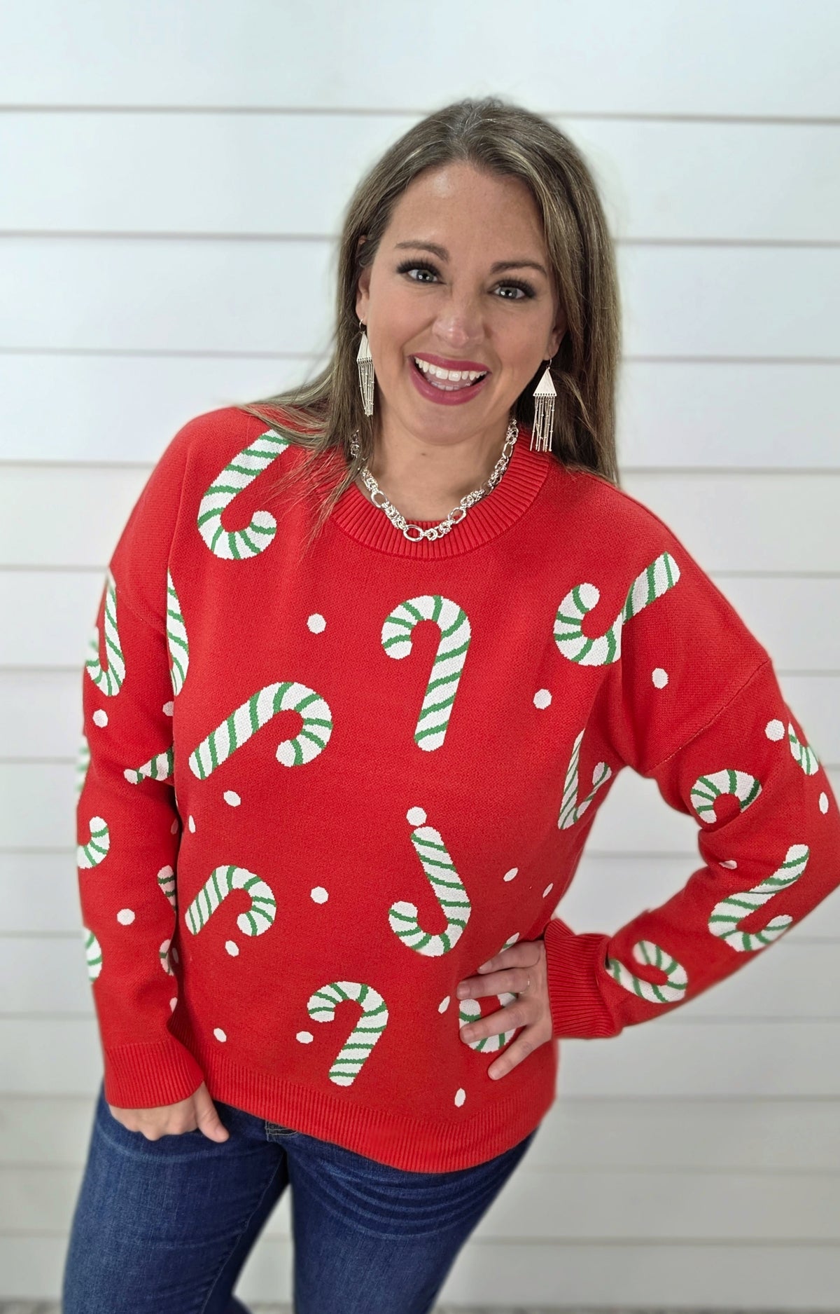 RED CANDY CANE SWEATER