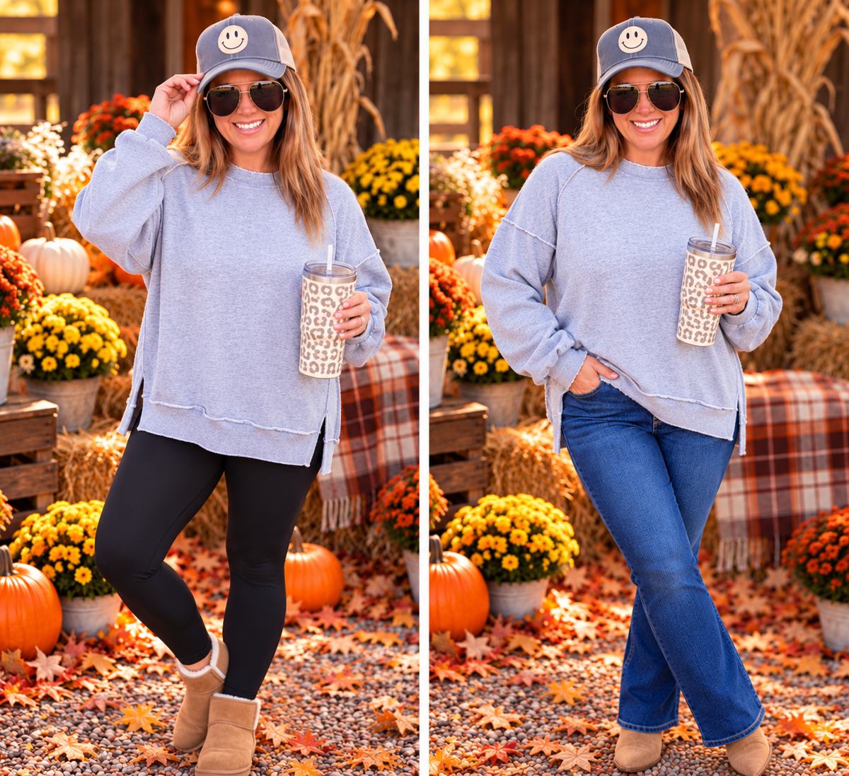 Heather Grey Soft Fleece Lined Oversized Pullover