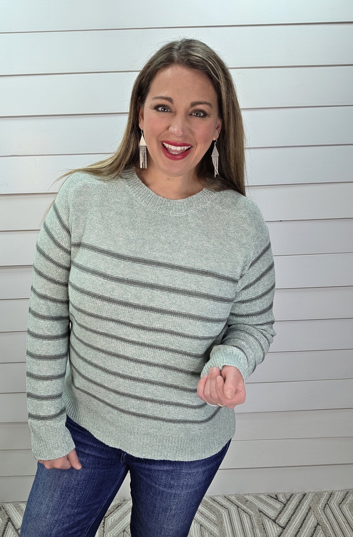 SAGE STRIPED KNIT SWEATER