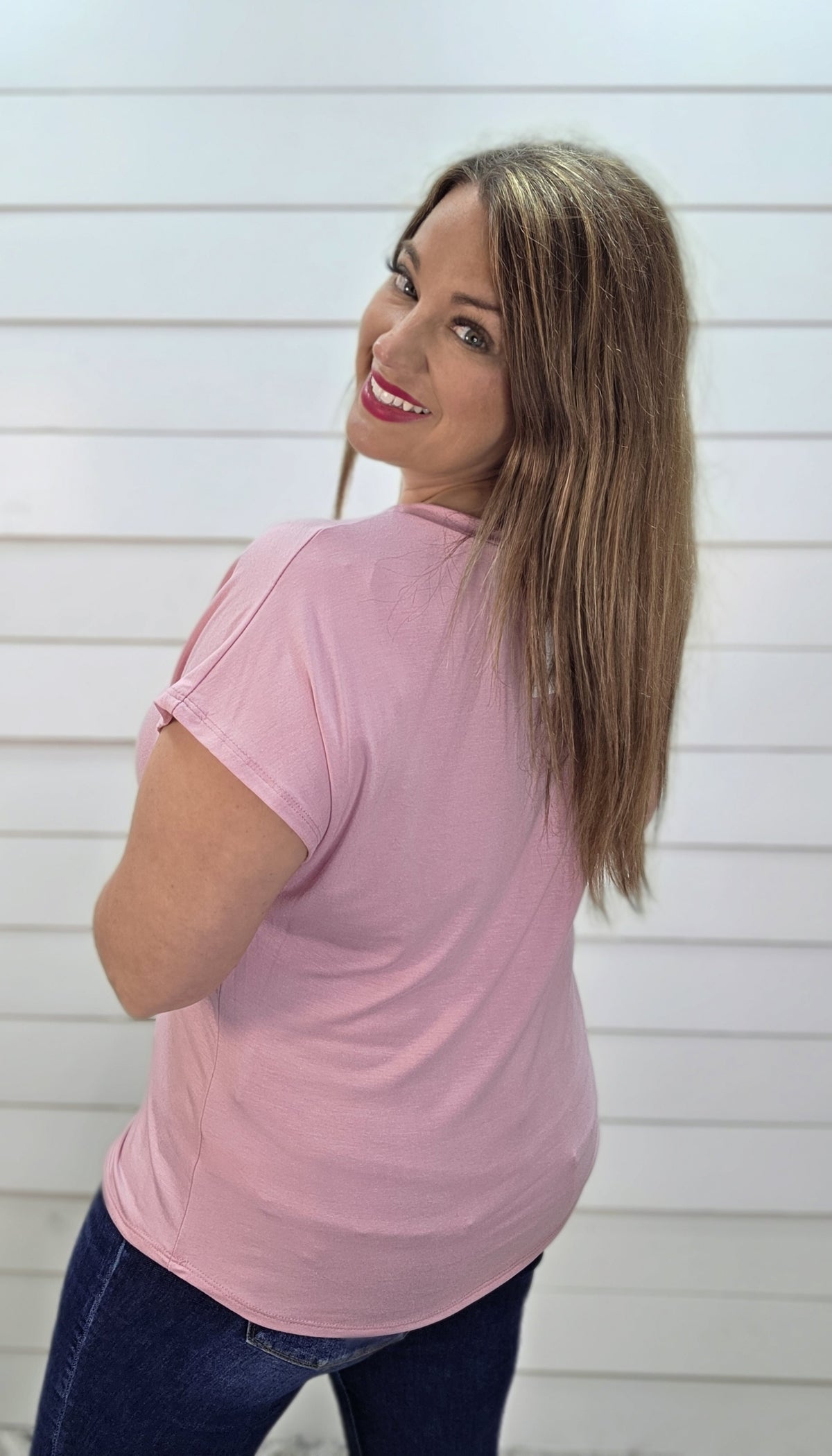 DUSTY ROSE DROP SHOULDER BUTTER SOFT KNIT TOP