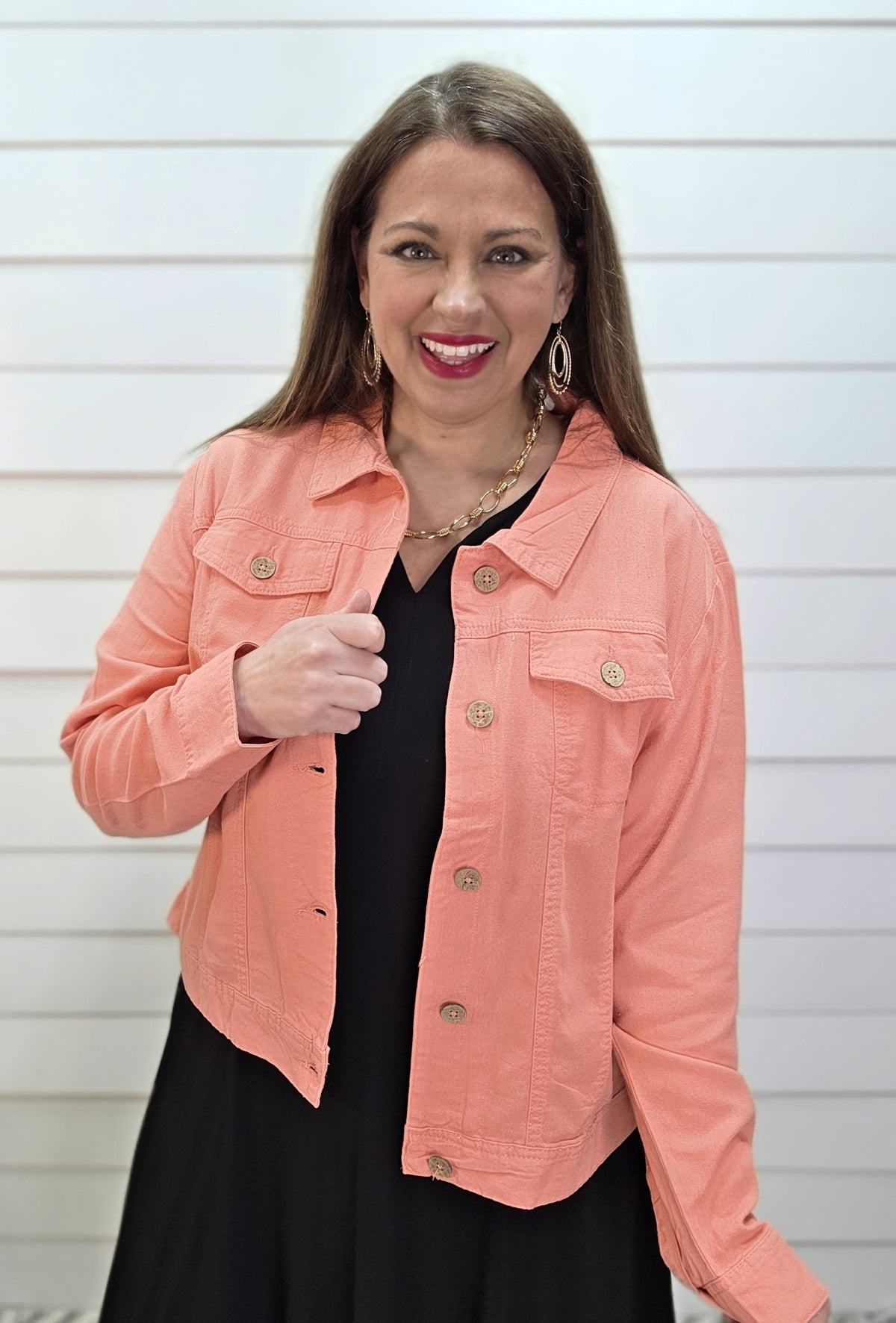 CORAL LINEN BLEND LIGHT WEIGHT JACKET