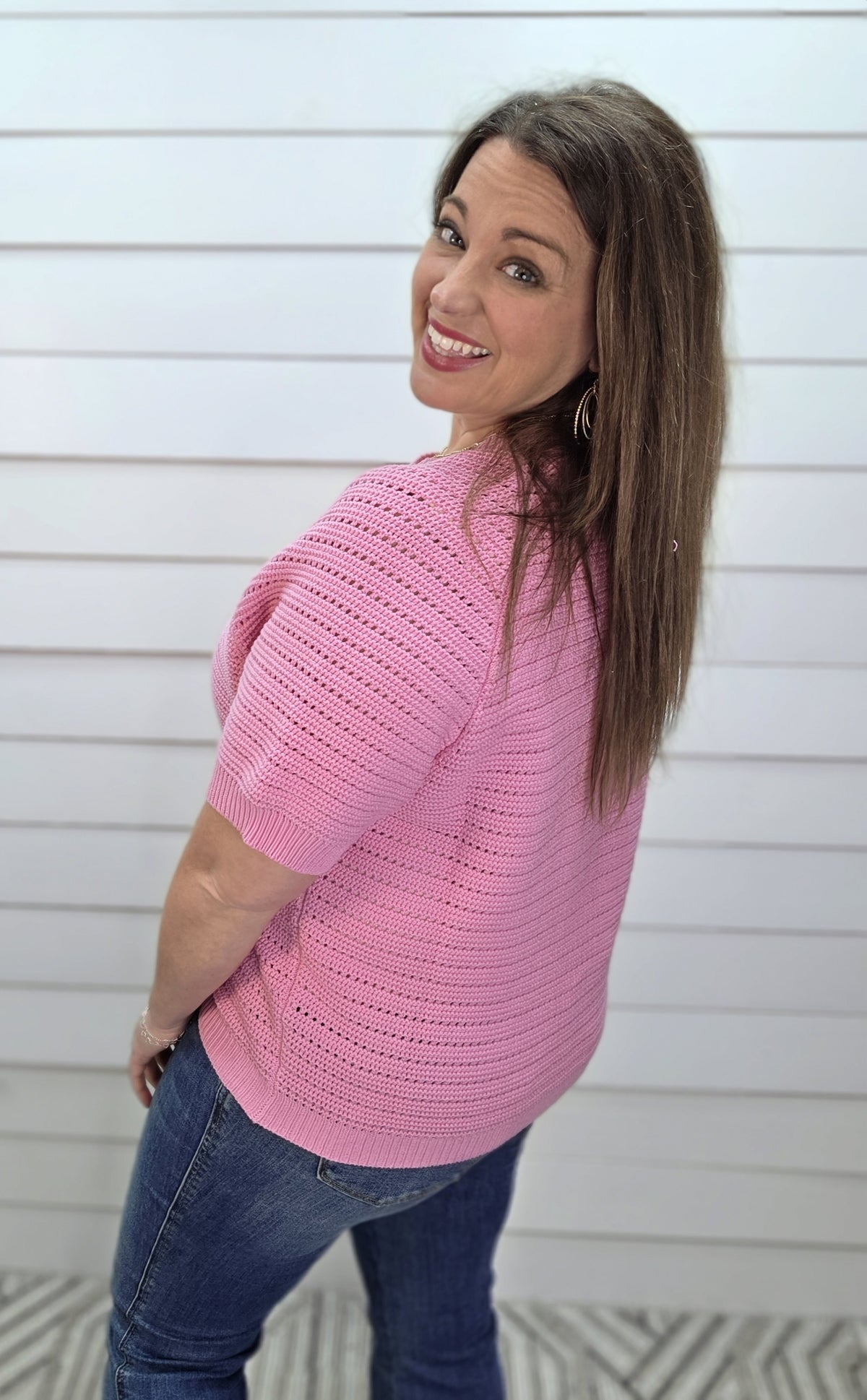 PINK BUTTON DOWN SWEATER CARDIGAN