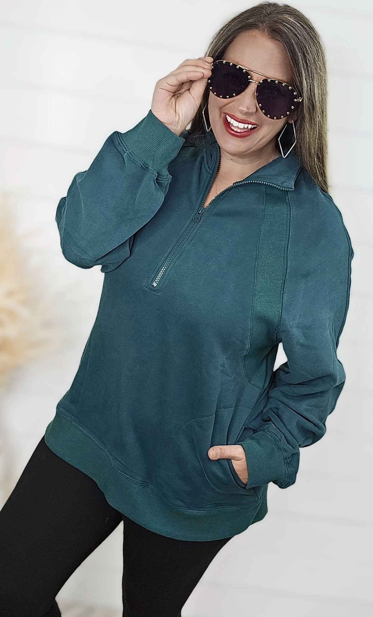 FOREST QUARTER ZIP WITH SIDE POCKETS