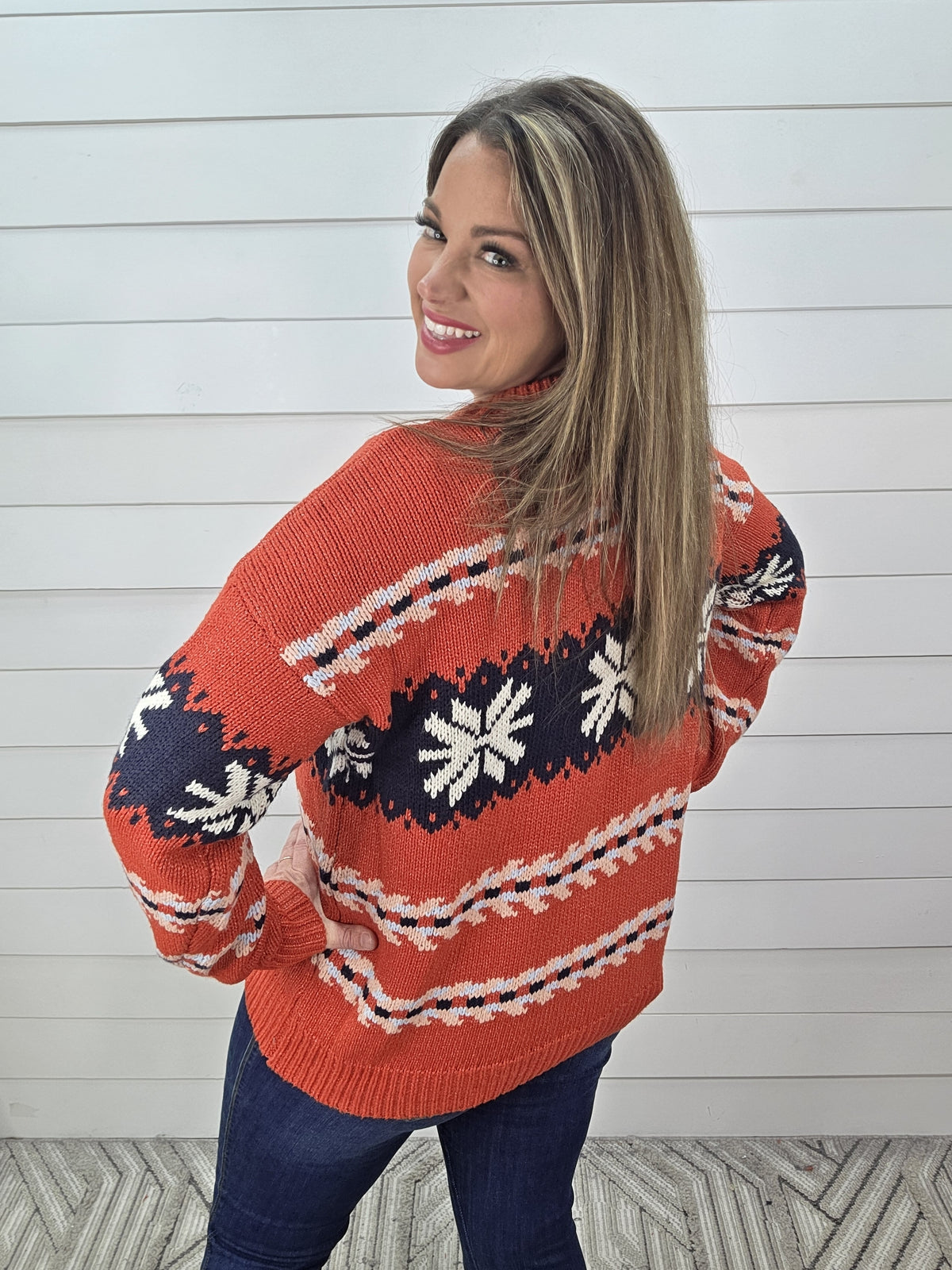 RED SNOWFLAKE PULLOVER SWEATER