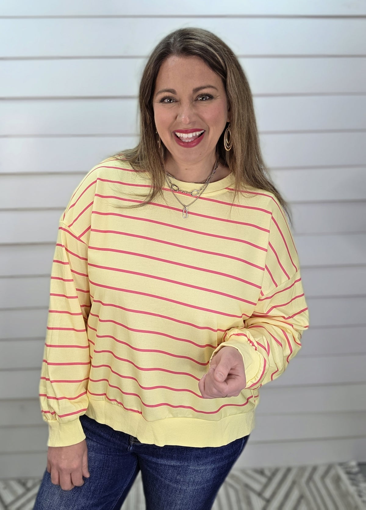 YELLOW/PINK STRIPED OPEN BACK TOP