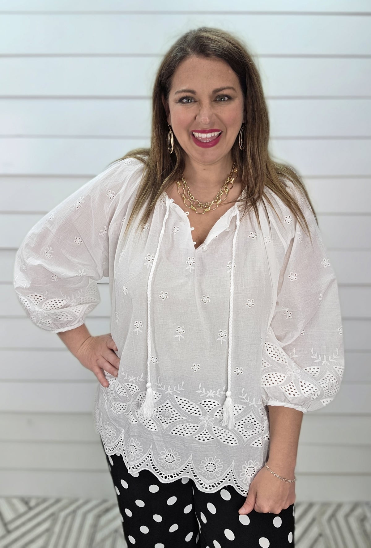 WHITE BOHO LACE CROCHET LACE DETAIL WOVEN TOP