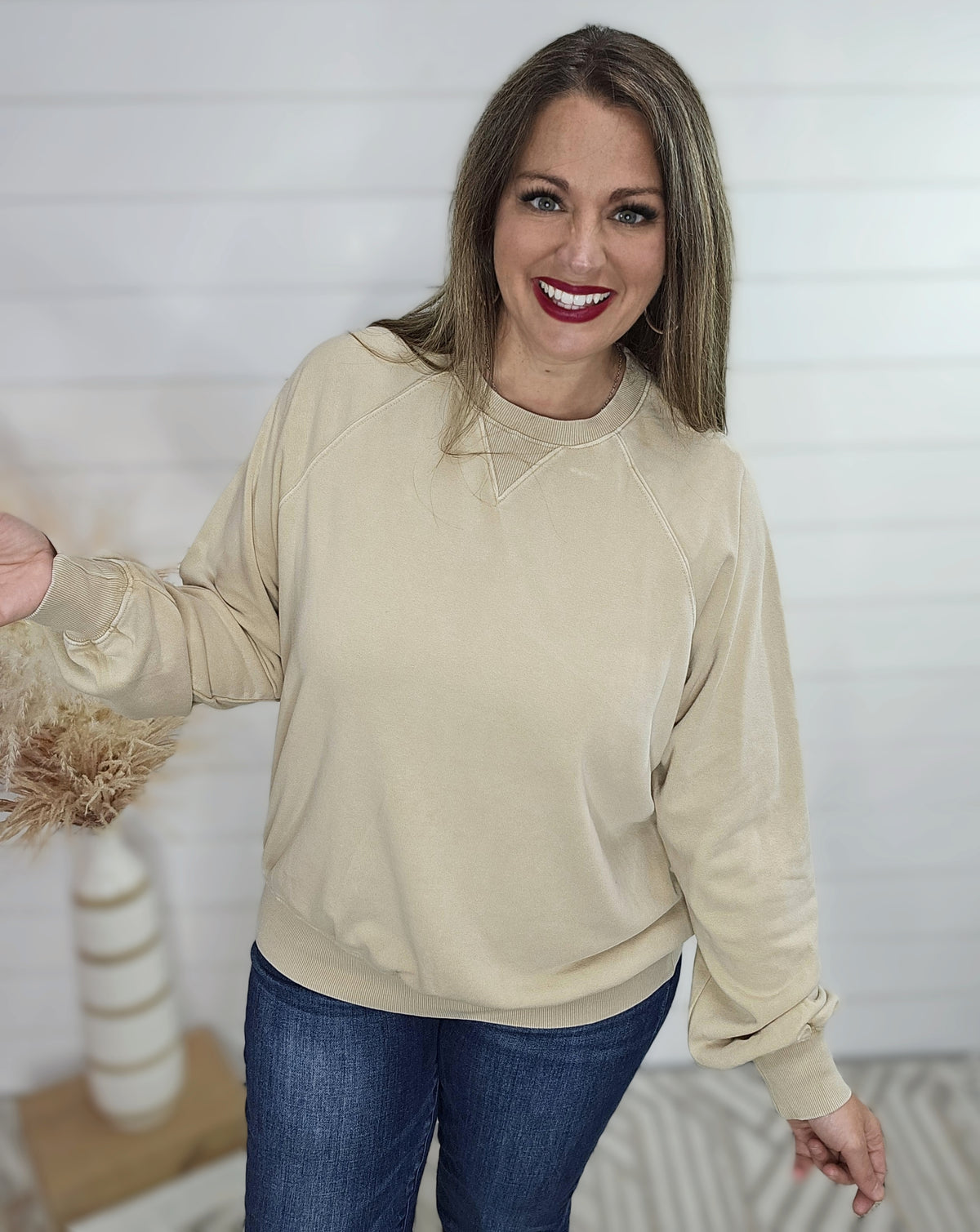 TAUPE LIGHT WEIGHT SOFT PULLOVER