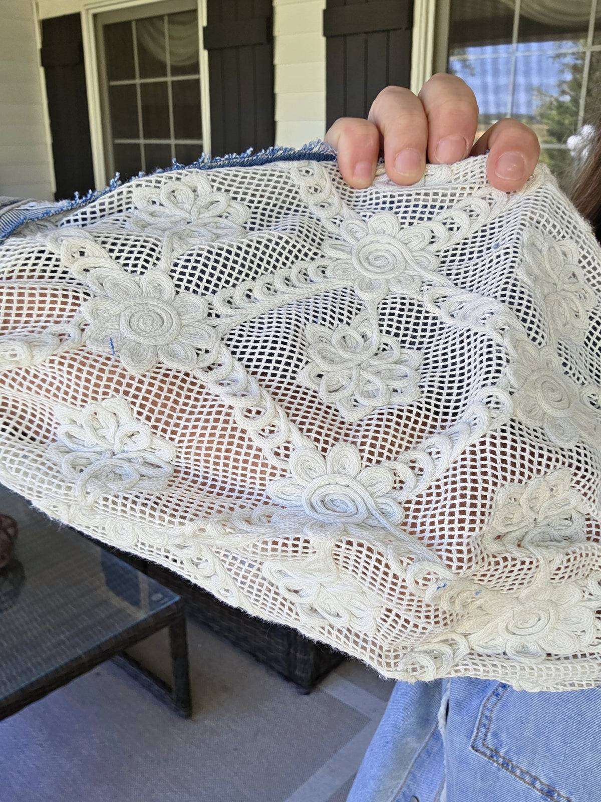 POL DENIM/LACE CONTRAST JACKET