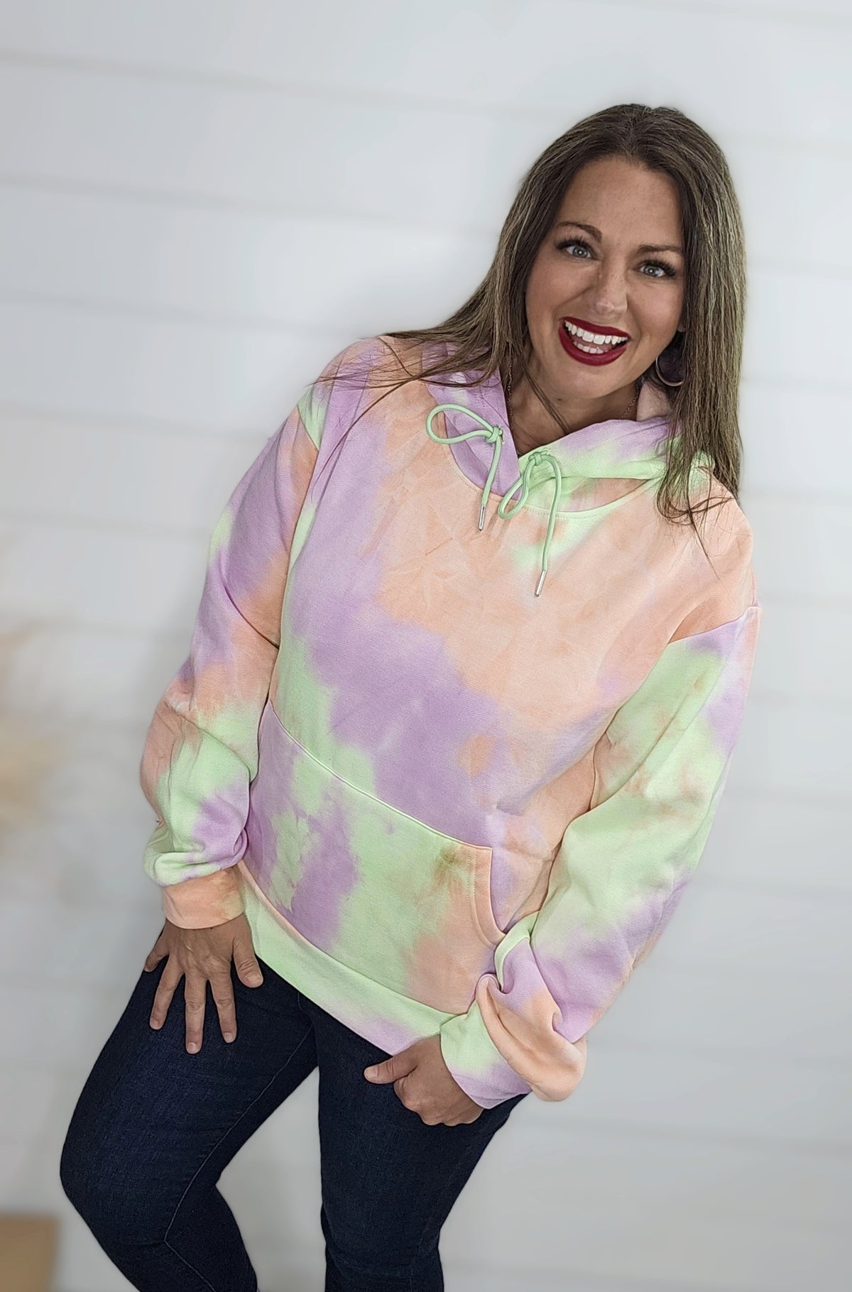 PLUSH TIE DYE BRIGHT HOODIE