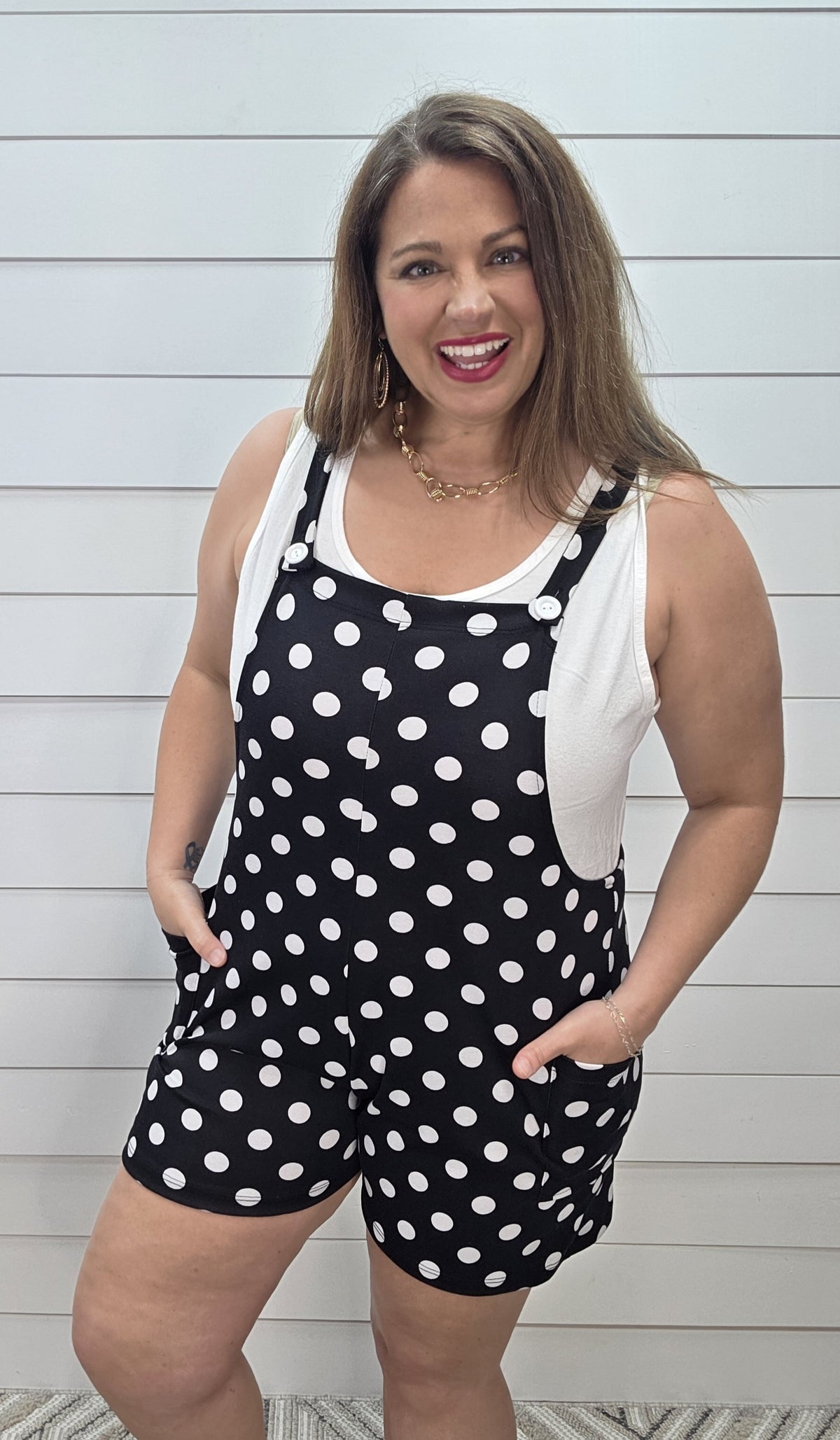 BLACK POLKADOT ROMPER