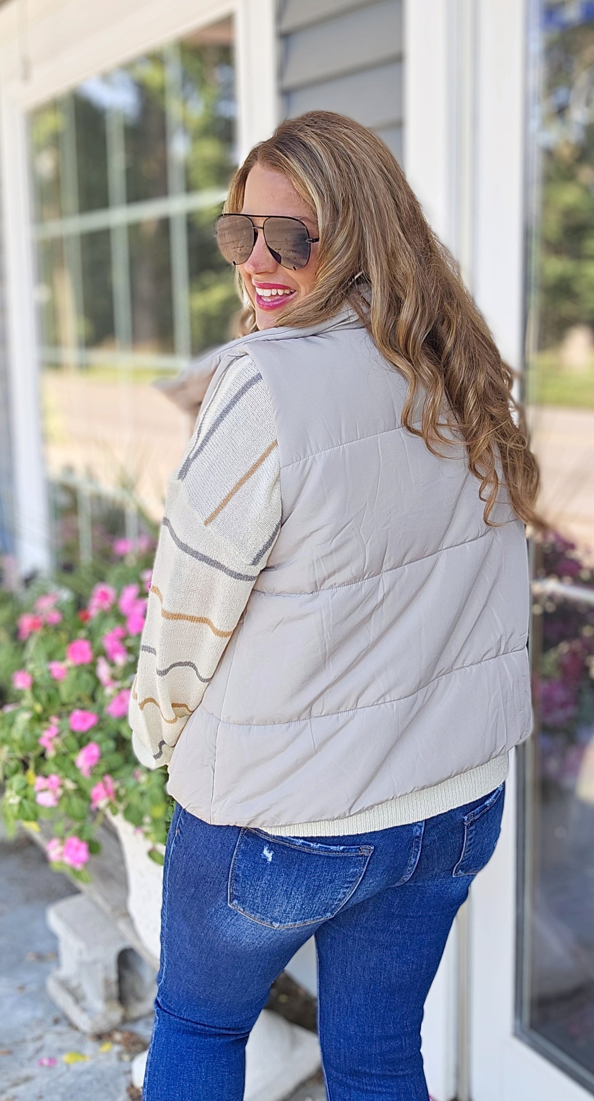 CEMENT SOLID ZIP UP PUFF VEST