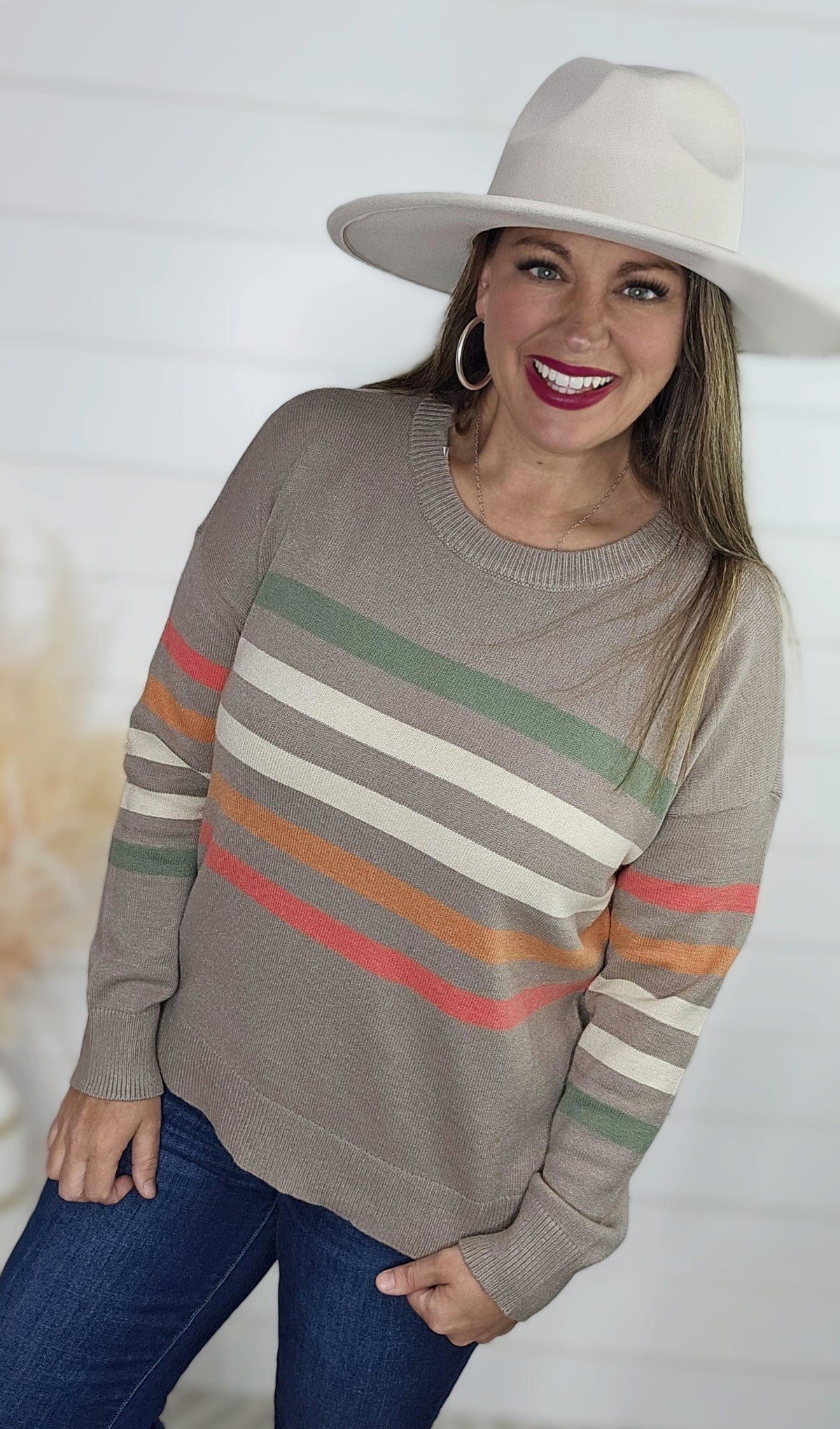 MOCAH MULTI COLOR STRIPE SOFT PULLOVER SWEATER