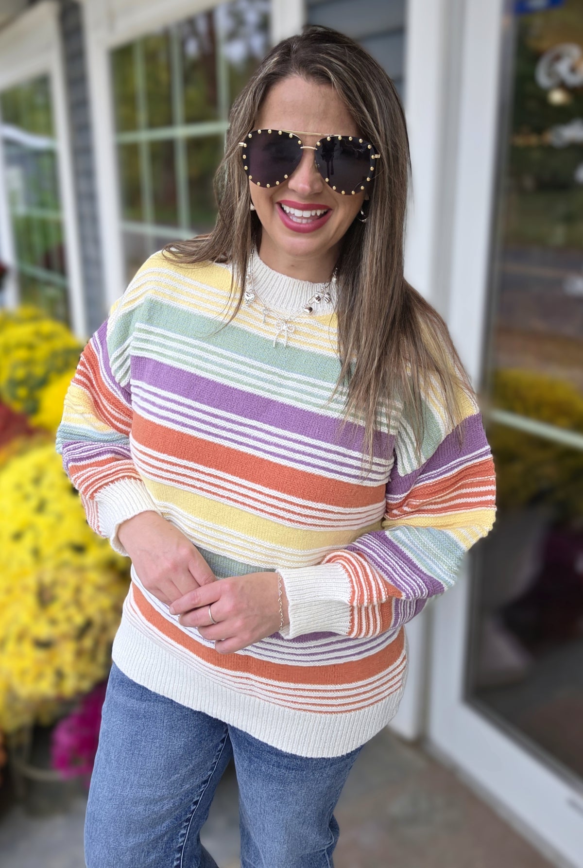 MULTI COLOR KNIT PULLOVER SWEATER