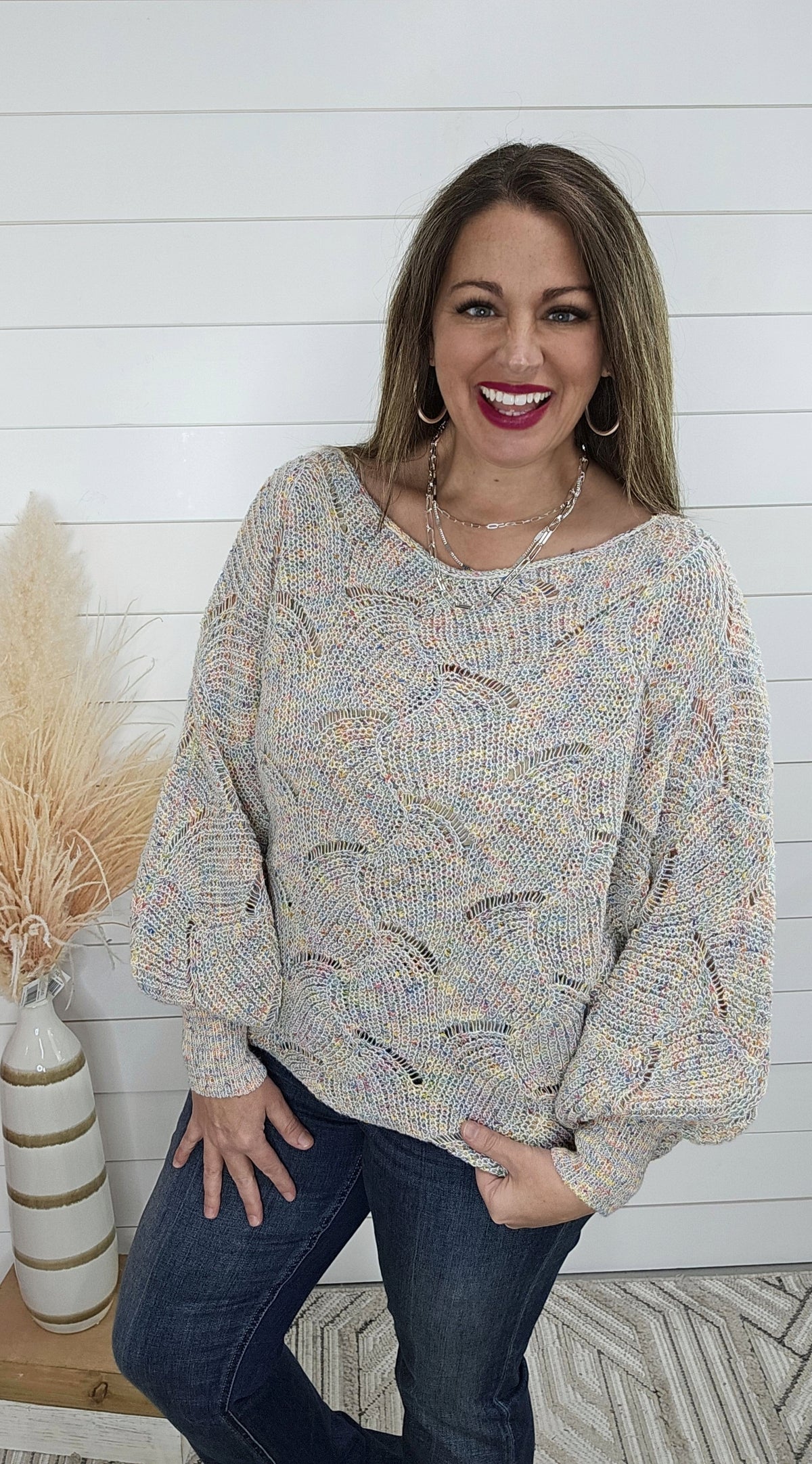 MULTI COLOR DOLMAN KNIT SWEATER