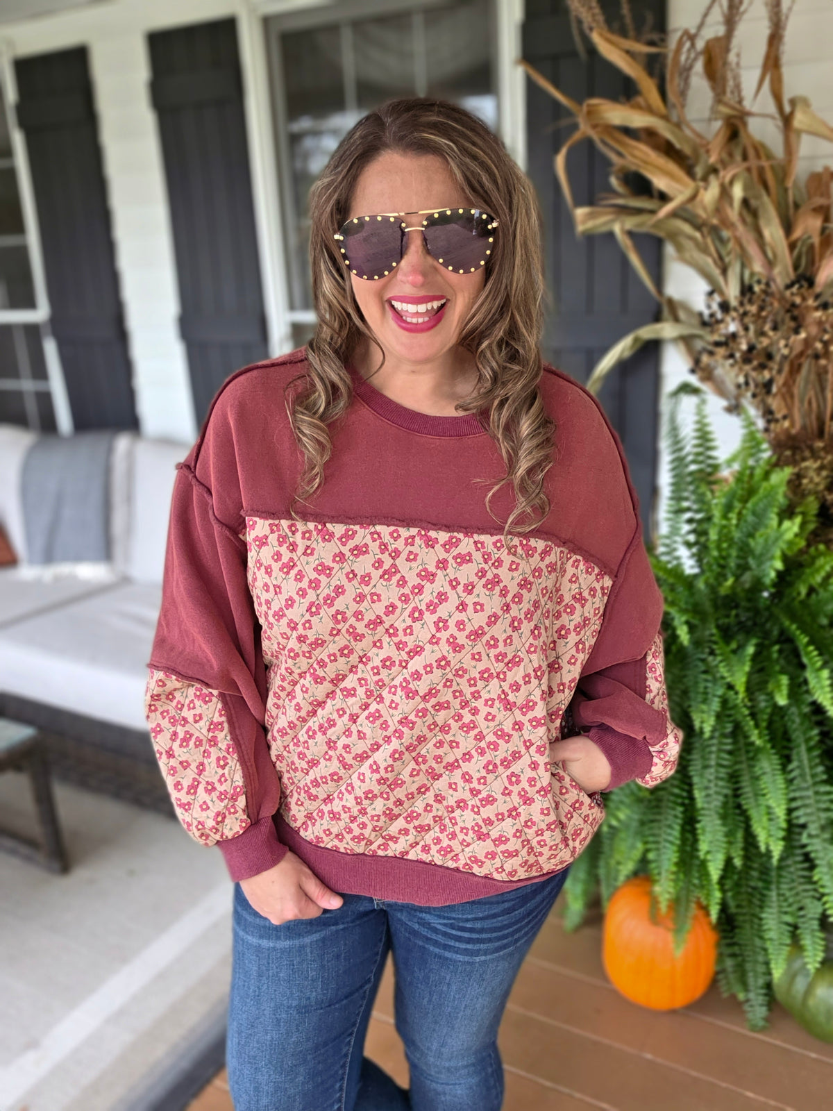 MULBERRY FLEECE LINED QUILTED PULLOVER W/ SIDE POCKETS