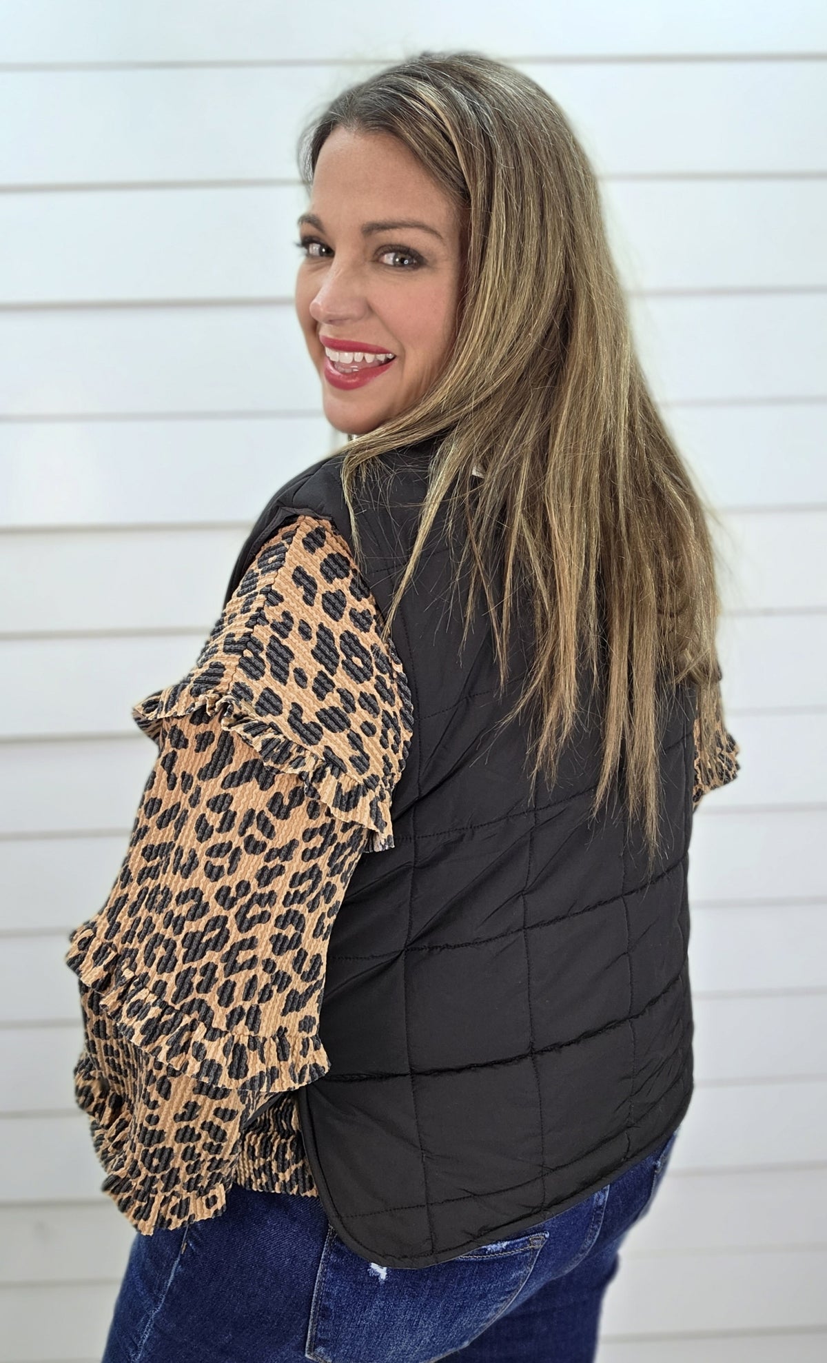 BLACK PUFF ZIPPER VEST