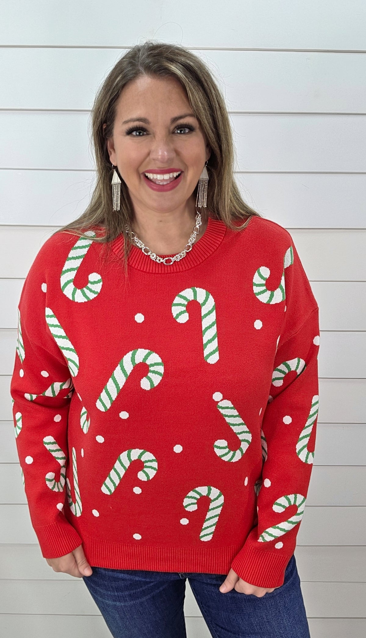 RED CANDY CANE SWEATER
