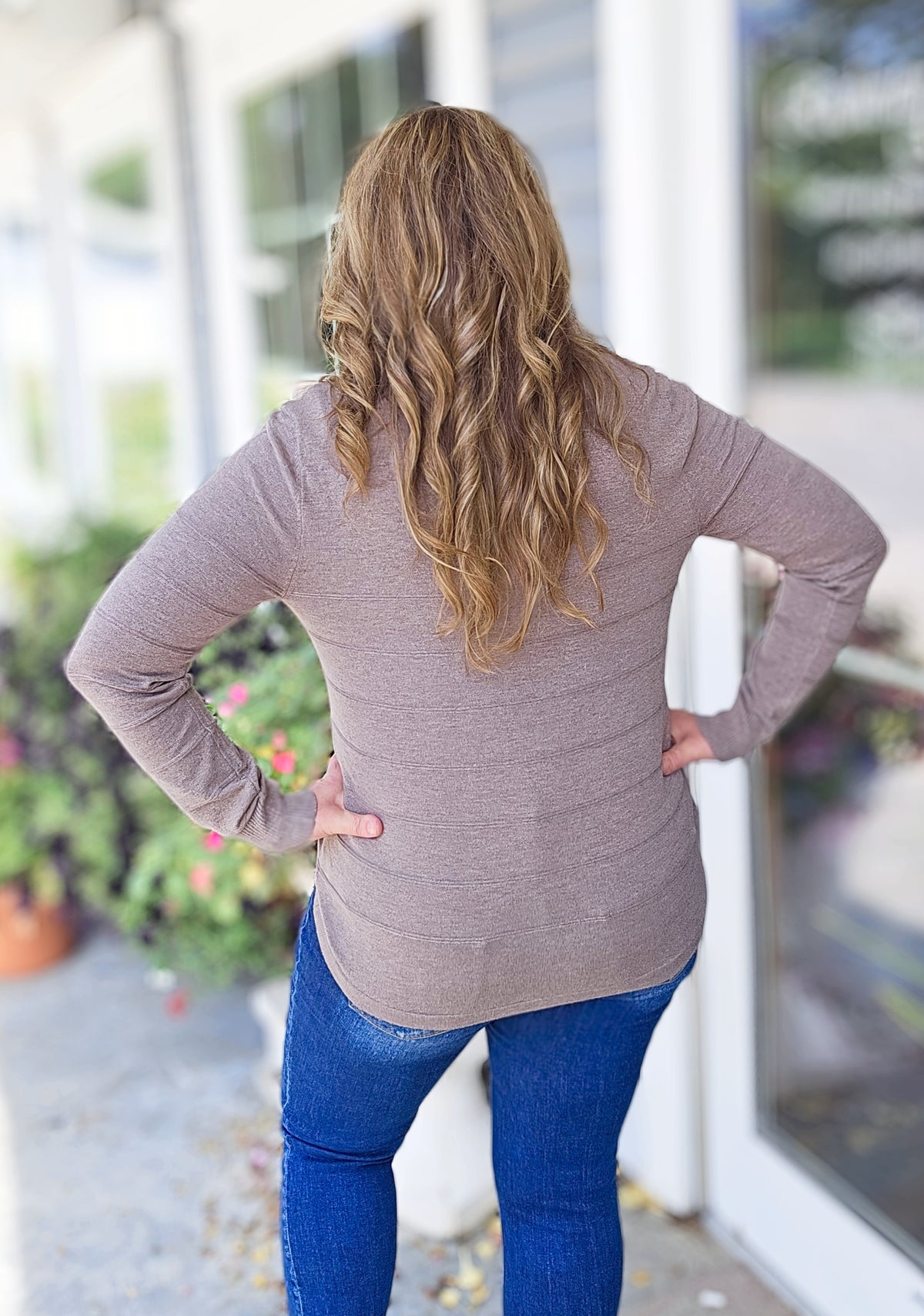 DARK MOCHA PINTUCKED SWEATER