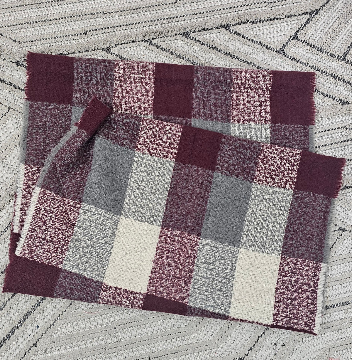 BURG/GREY PLAID SCARF