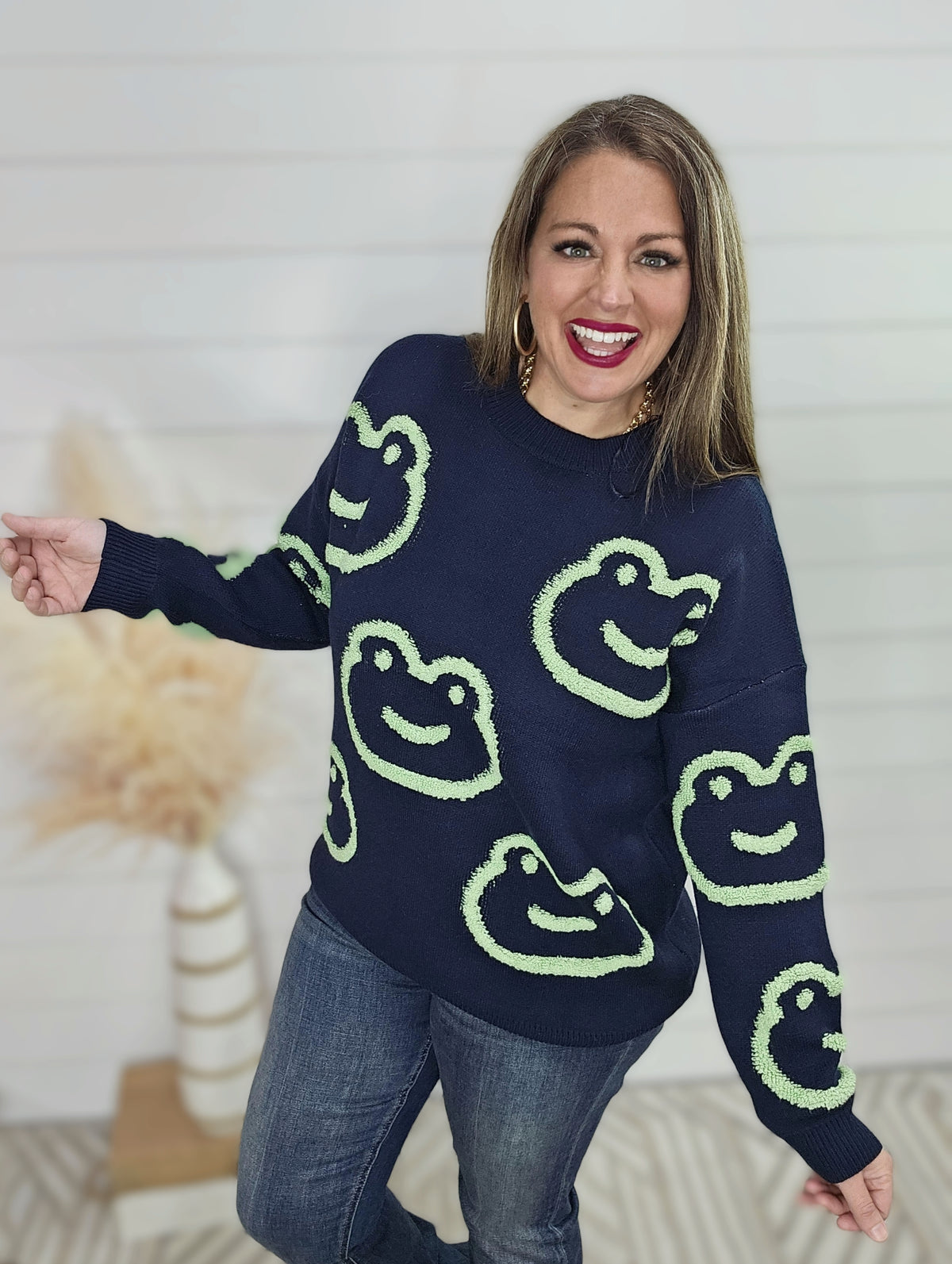 NAVY/GREEN FROG SWEATER