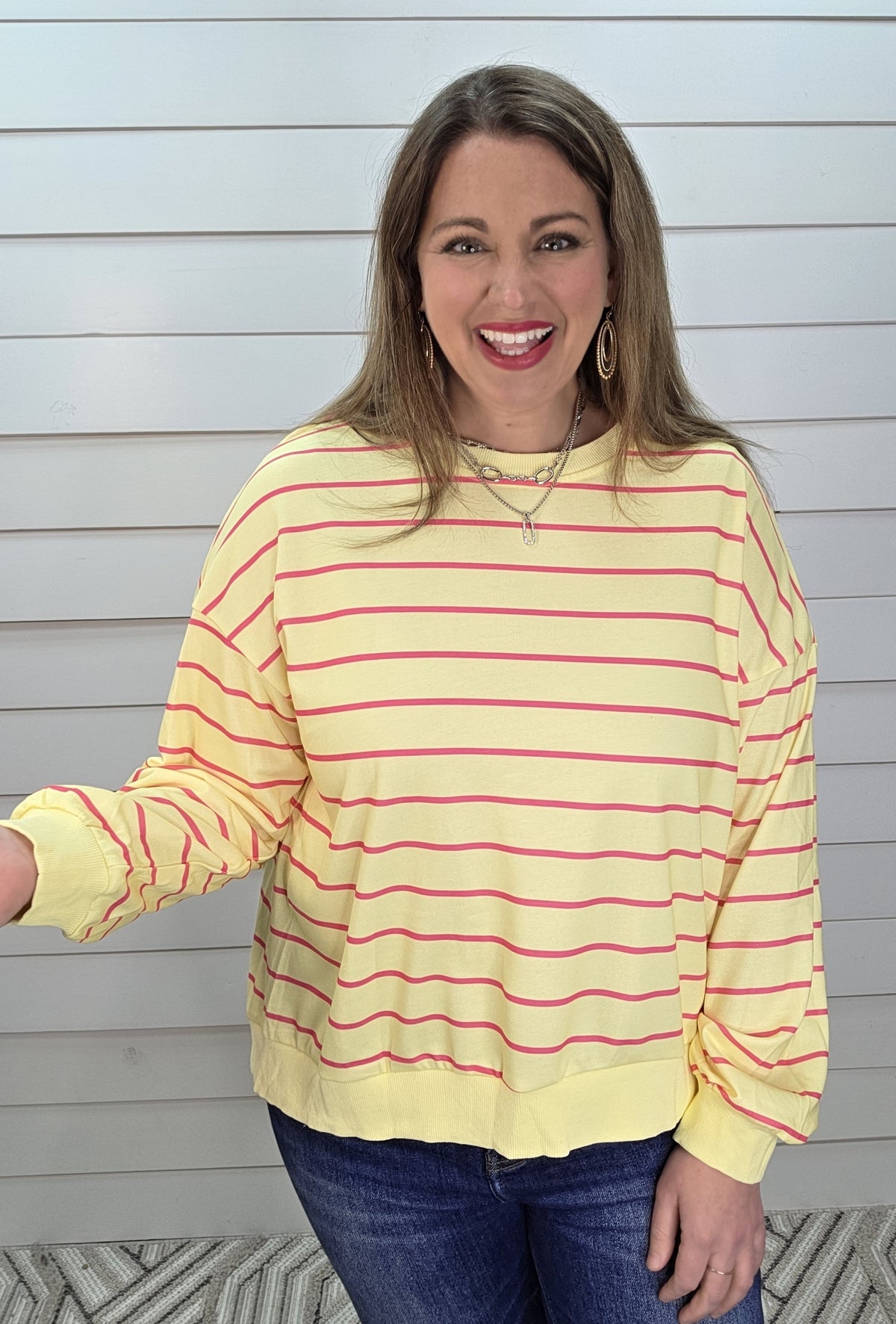 YELLOW/PINK STRIPED OPEN BACK TOP