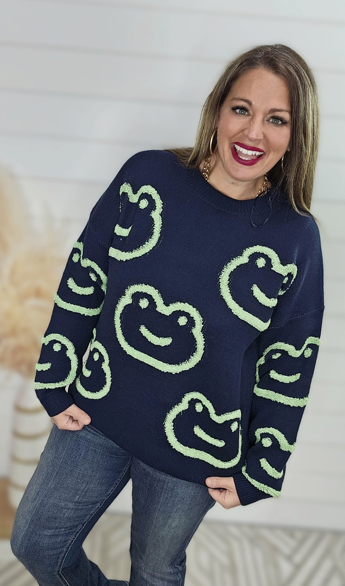 NAVY/GREEN FROG SWEATER